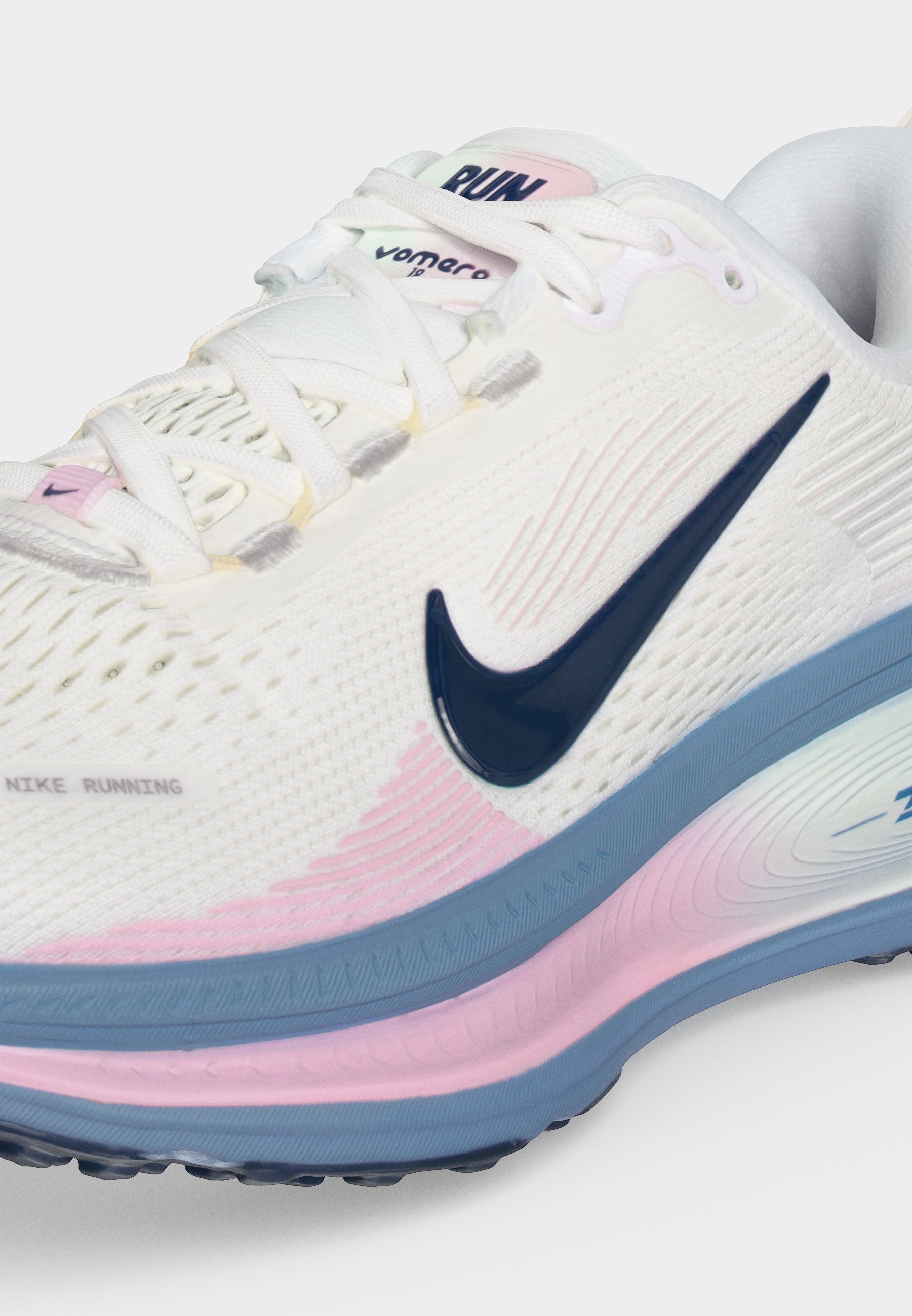 VOMERO 18 - Road running shoes - white/midnight navy/work blue/barely green/pink foam