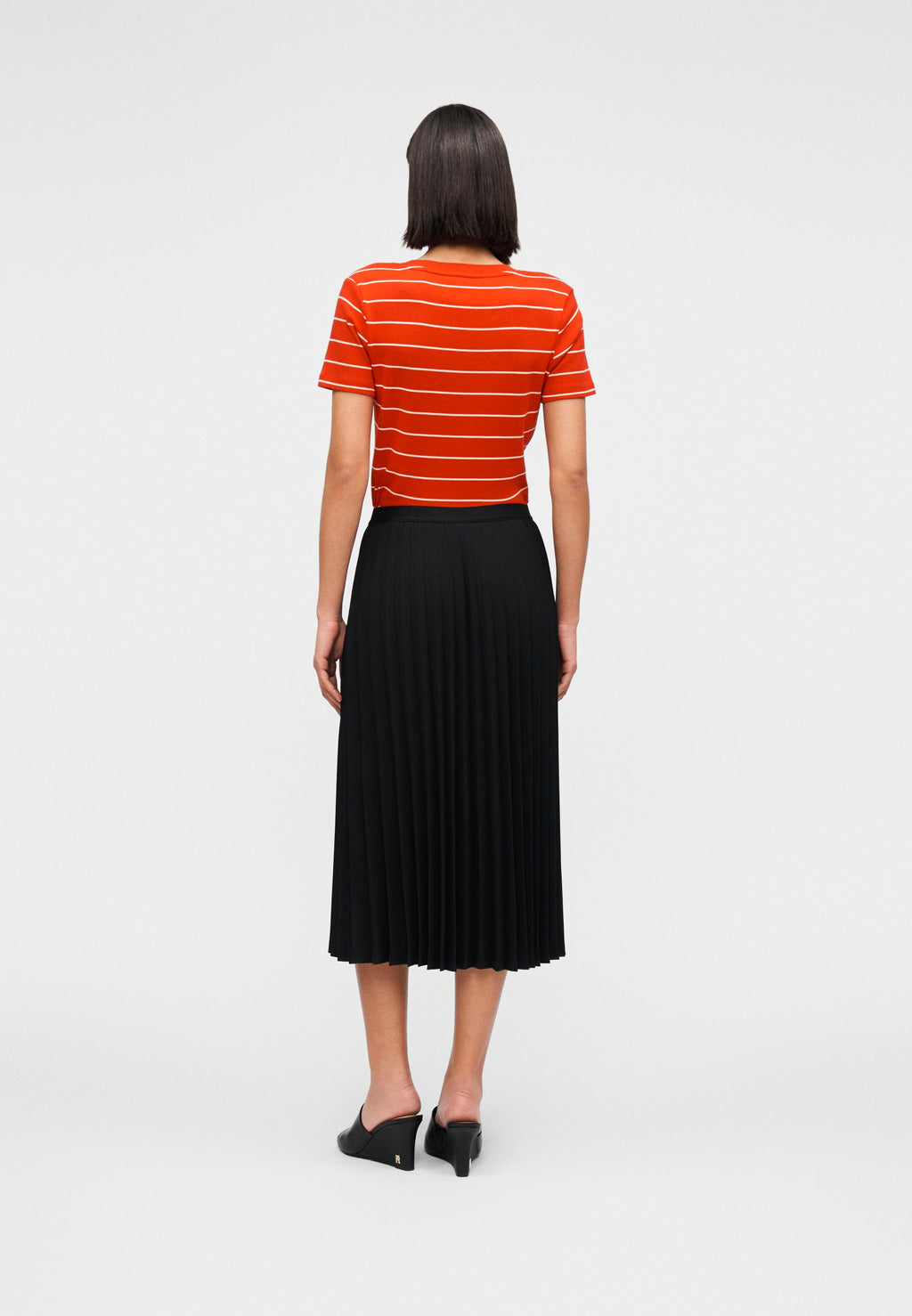PLEATED TWILL MIDI SKIRT - Pleated skirt - black