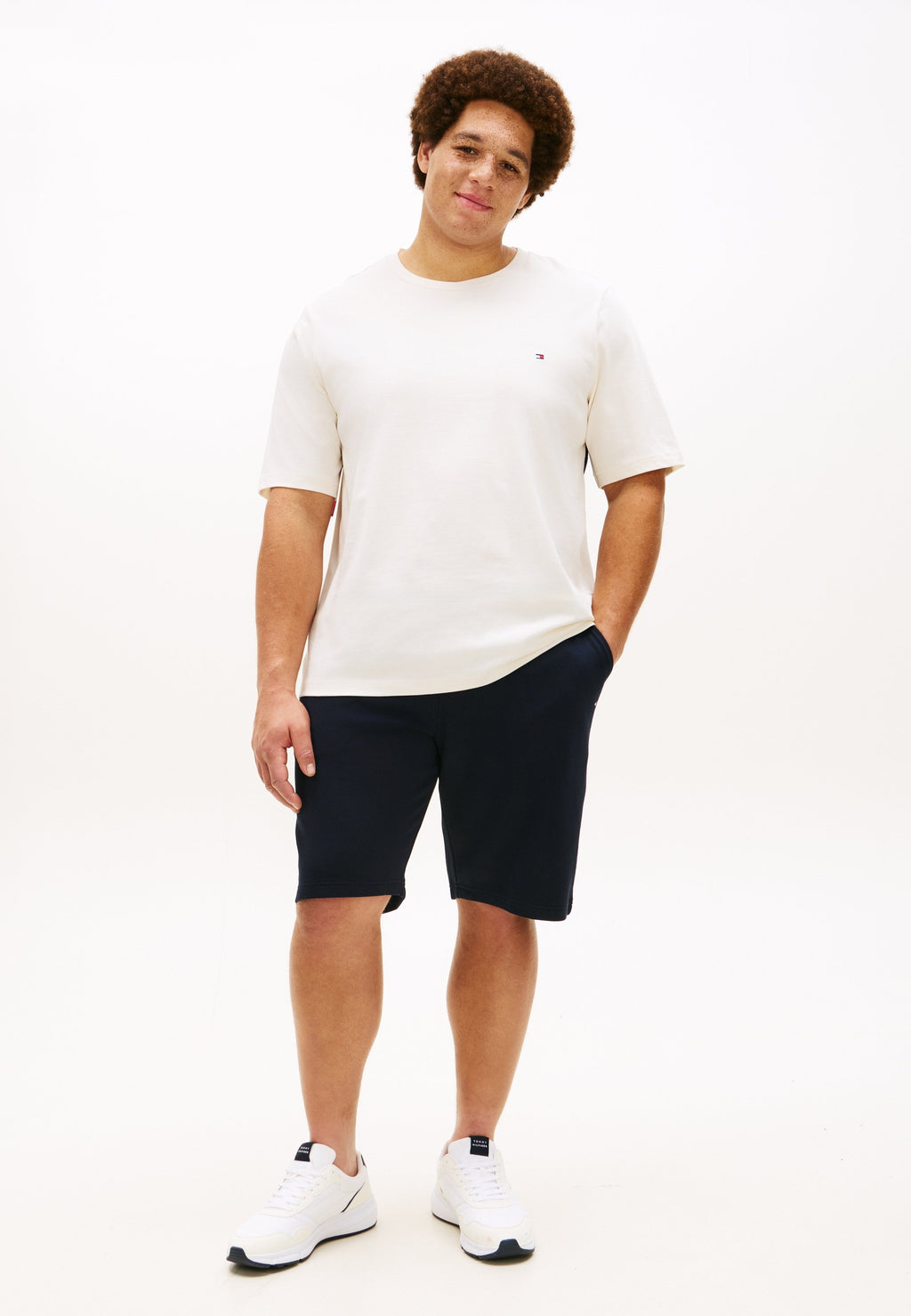 PLUS FLAG EMBROIDERY TERRY SWEAT SHORTS - Tracksuit bottoms - desert sky