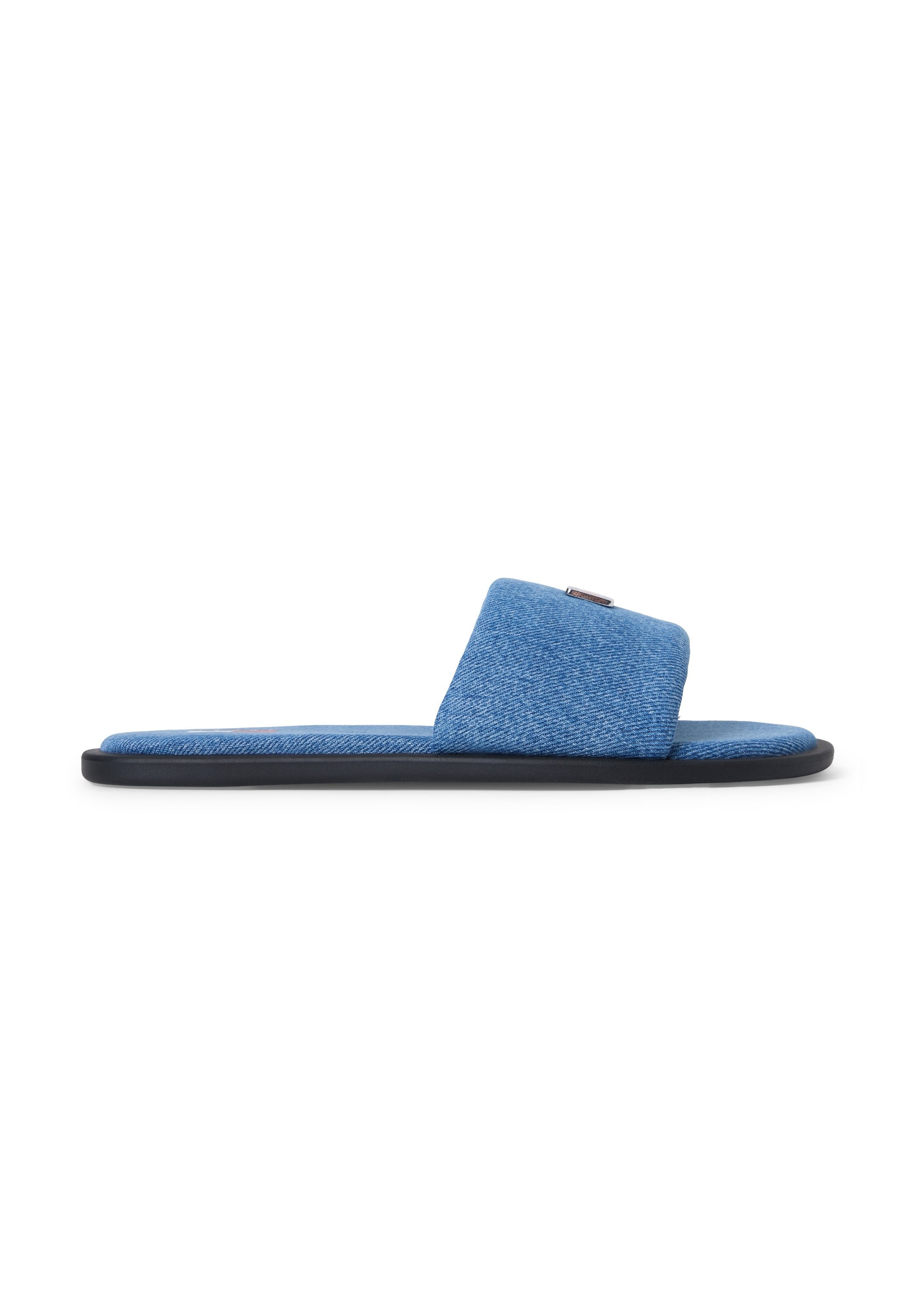 DENIM PADDED STRAP SLIDES - Mules - blue denim