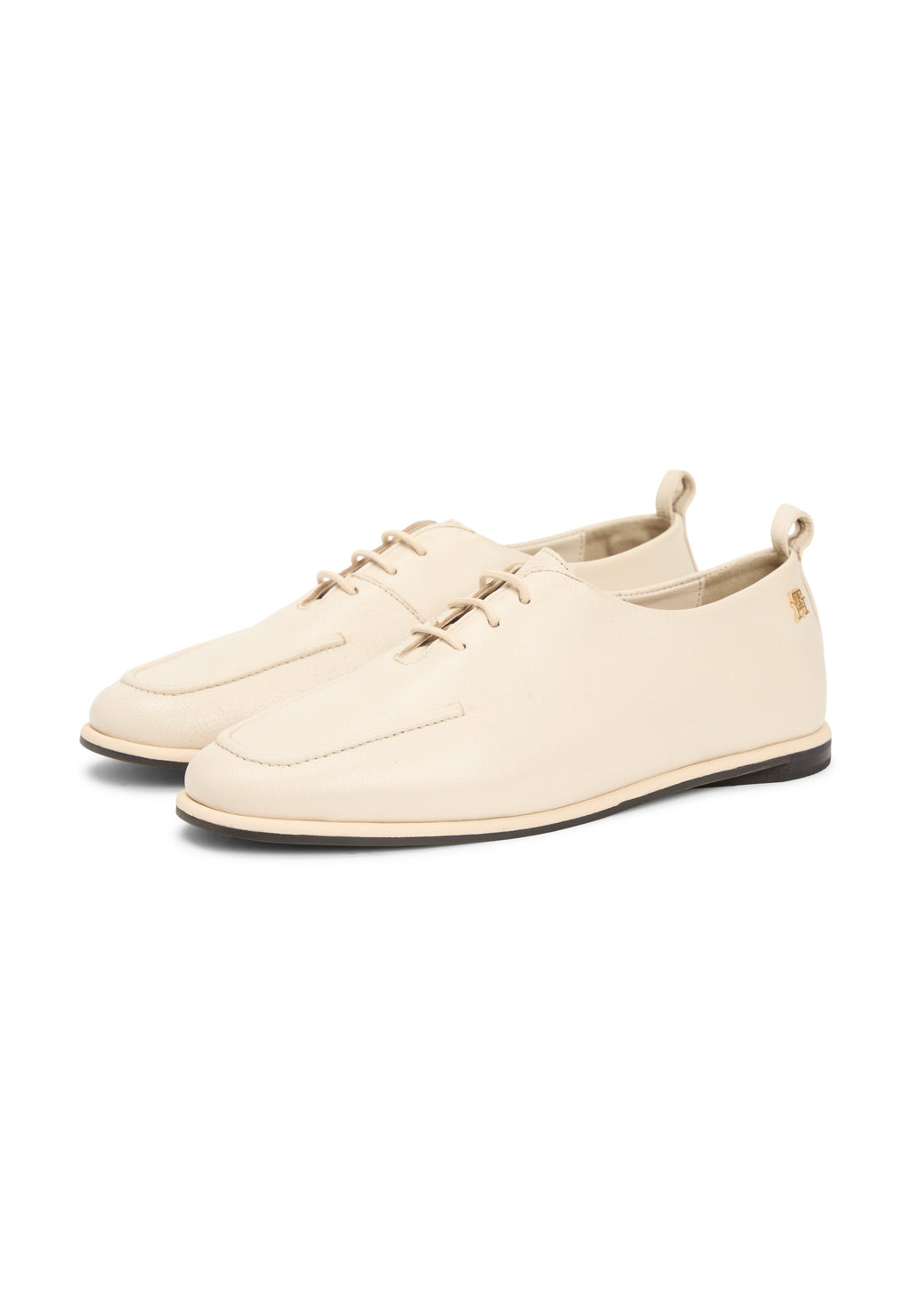 TH MONOGRAM LEATHER OXFORD SHOES - Lace-ups - soft cream