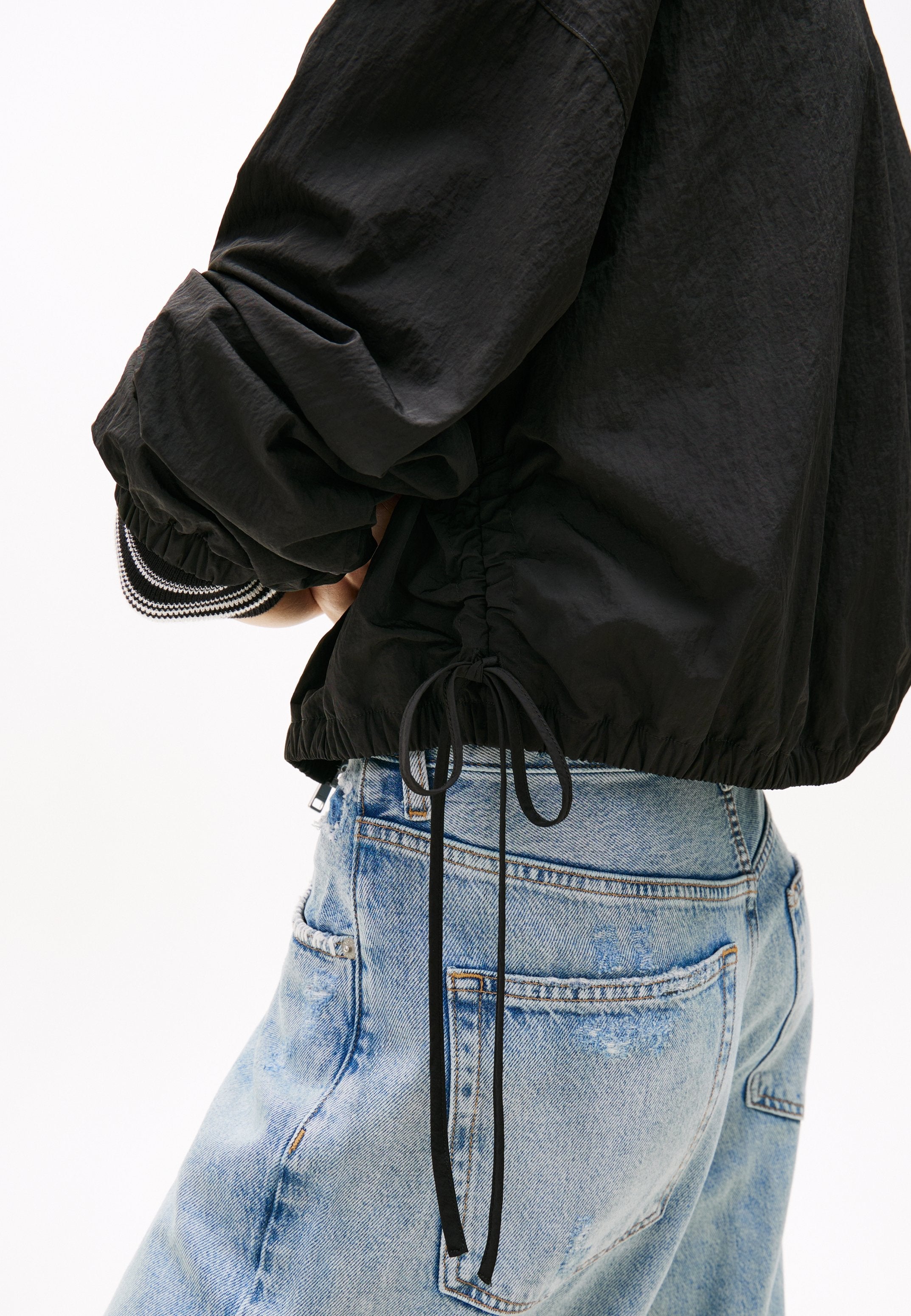 WATER REPELLENT TIE SIDE ZIP-THRU JACKET - Summer jacket - black