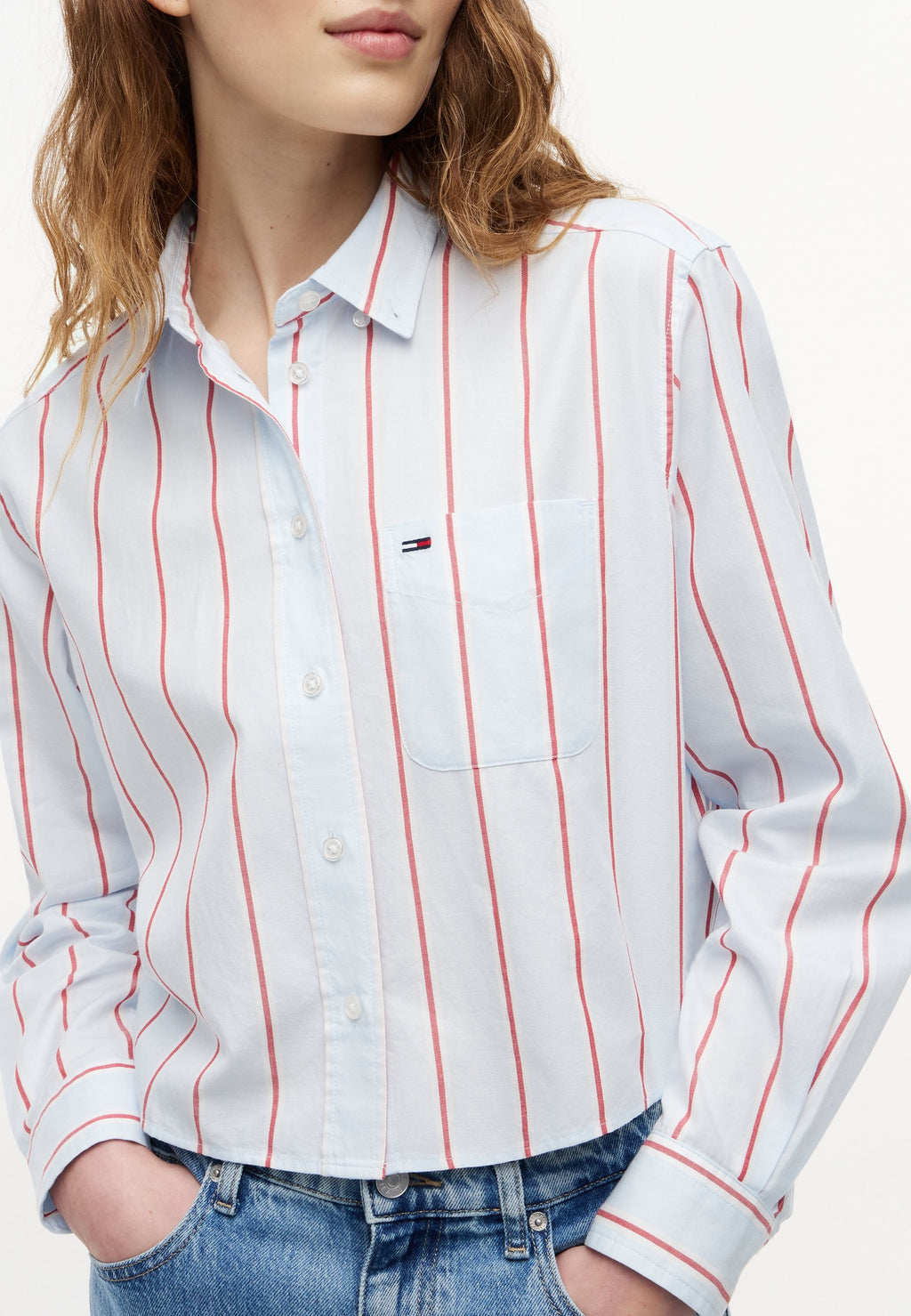 CROP SHIRT - Button-down blouse - kingly blue