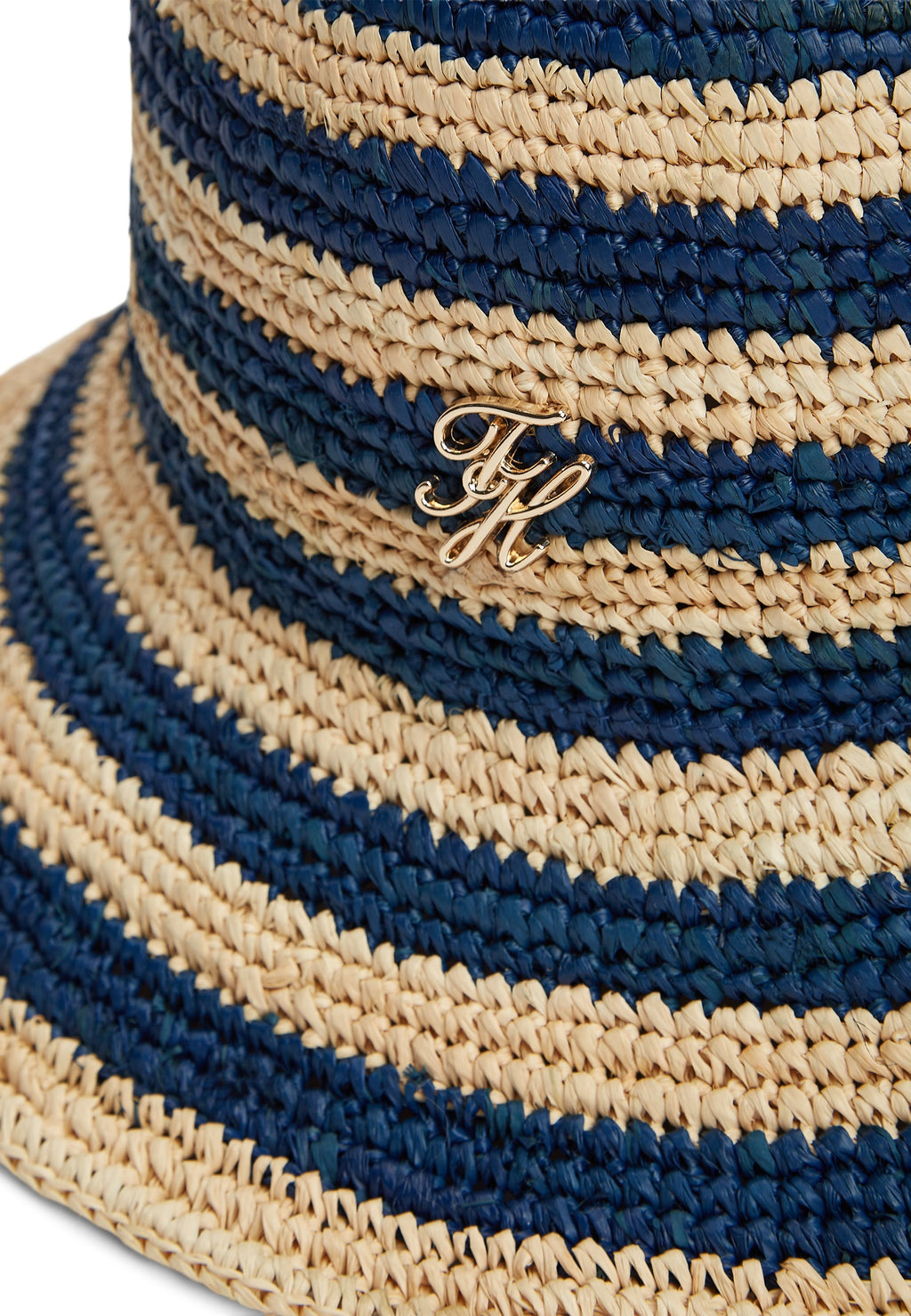 STRIPE RAFFIA BUCKET HAT - Hat - space blue