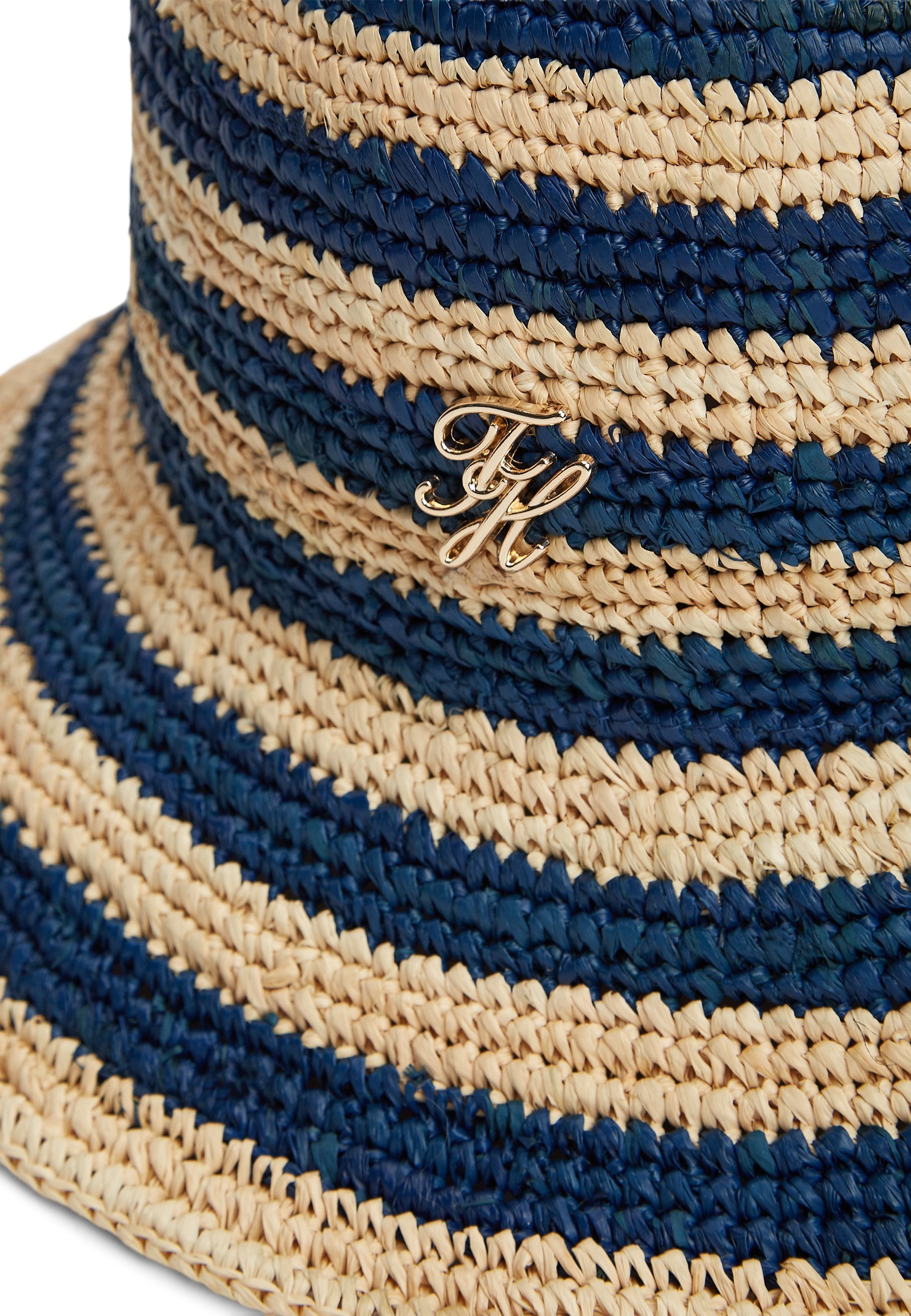 STRIPE RAFFIA BUCKET HAT - Hat - space blue