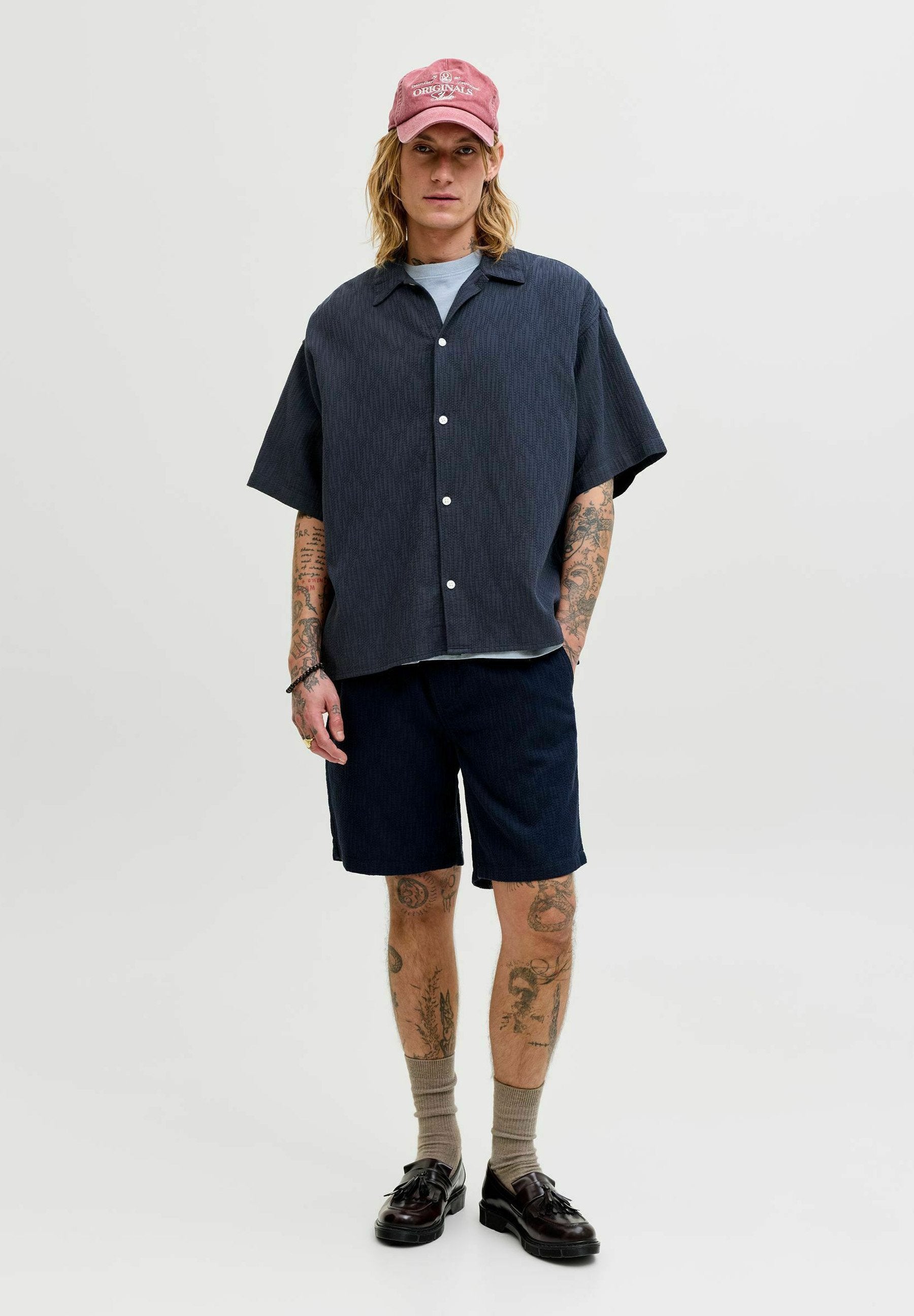 JORMONTAUK WAVY TEXTURE SHIRT SS SN - Shirt - sky captain
