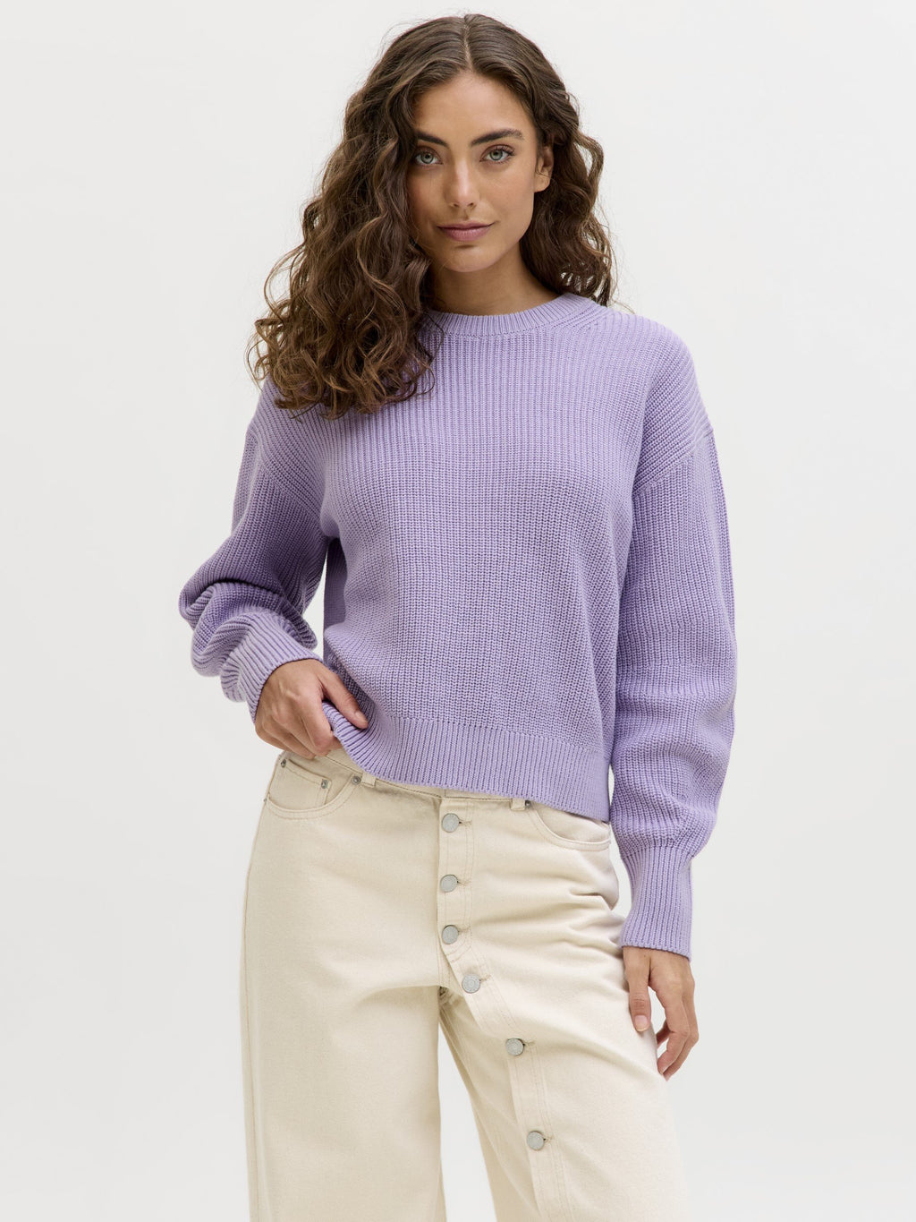 JXMILA TWIST CREW NECK - Süveter - mor gül