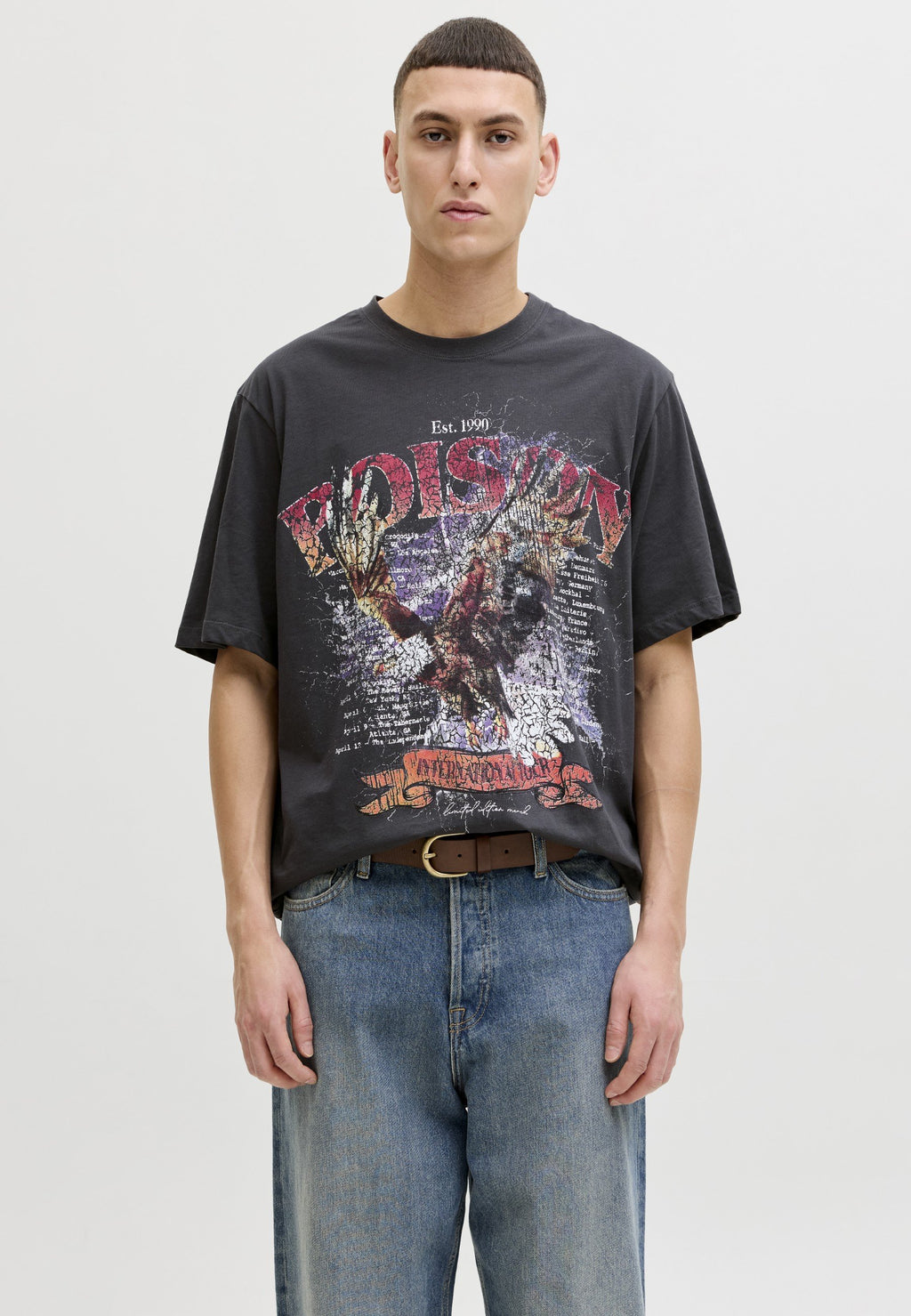 T- - Print T-shirt - asphalt