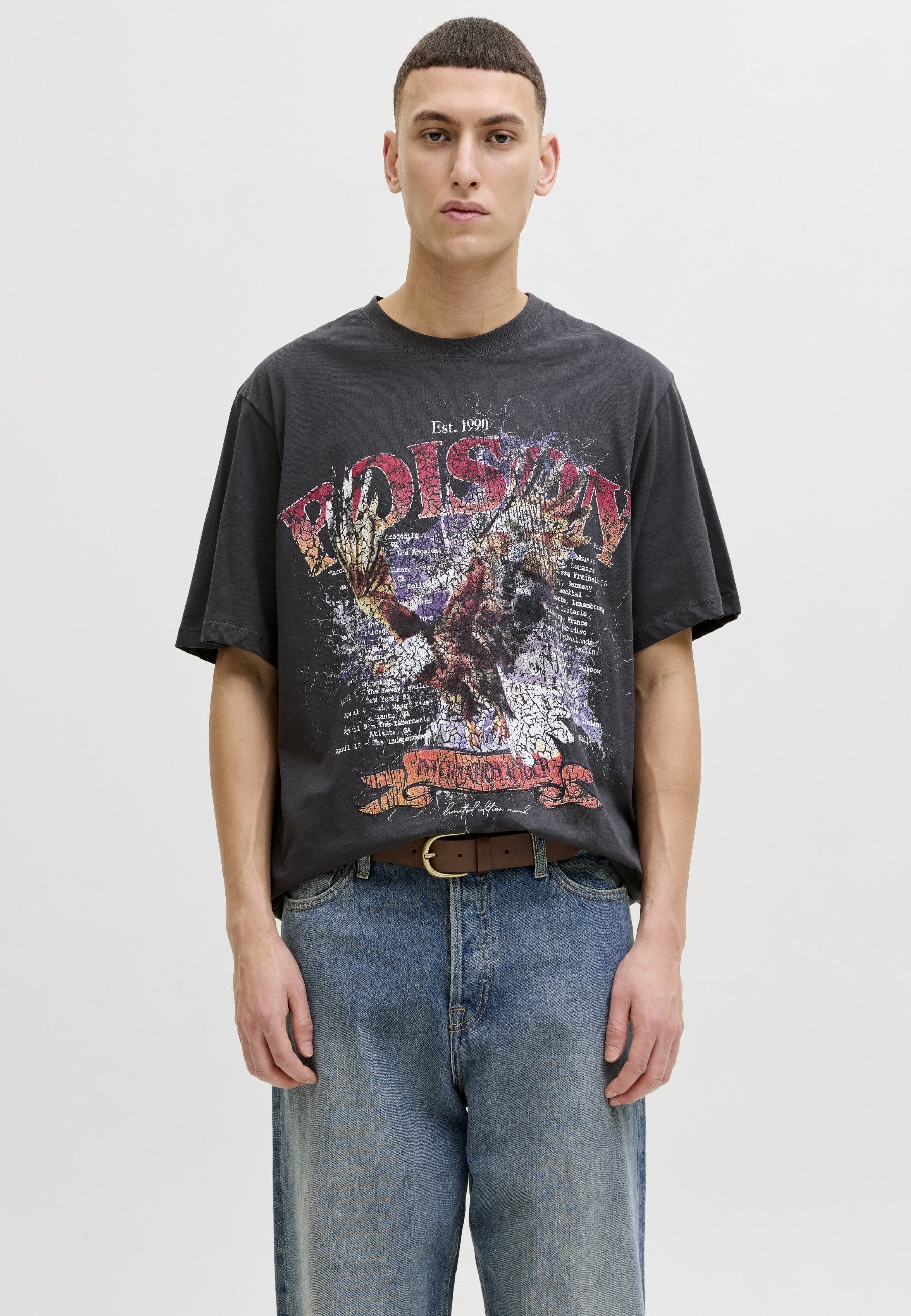 T- - Print T-shirt - asphalt