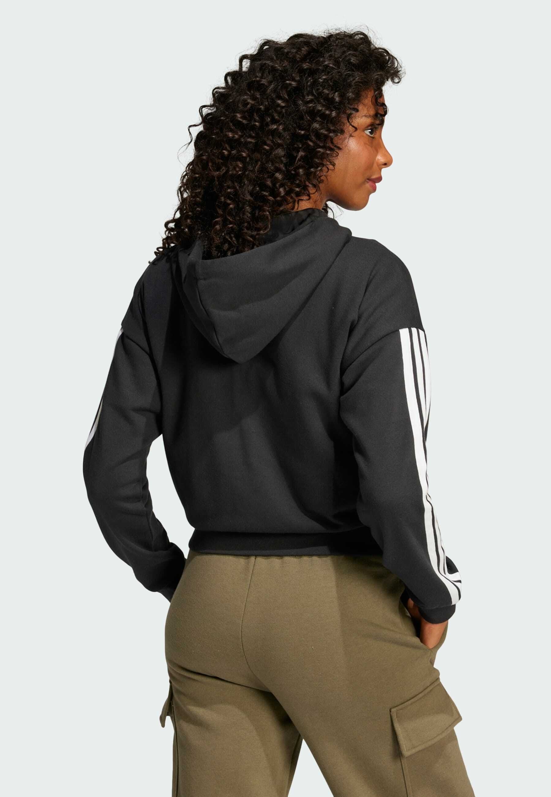 ESSENTIALS 3 STRIPES FRENCH TERRY FULL ZIP - Zip-up sweatshirt - black   white