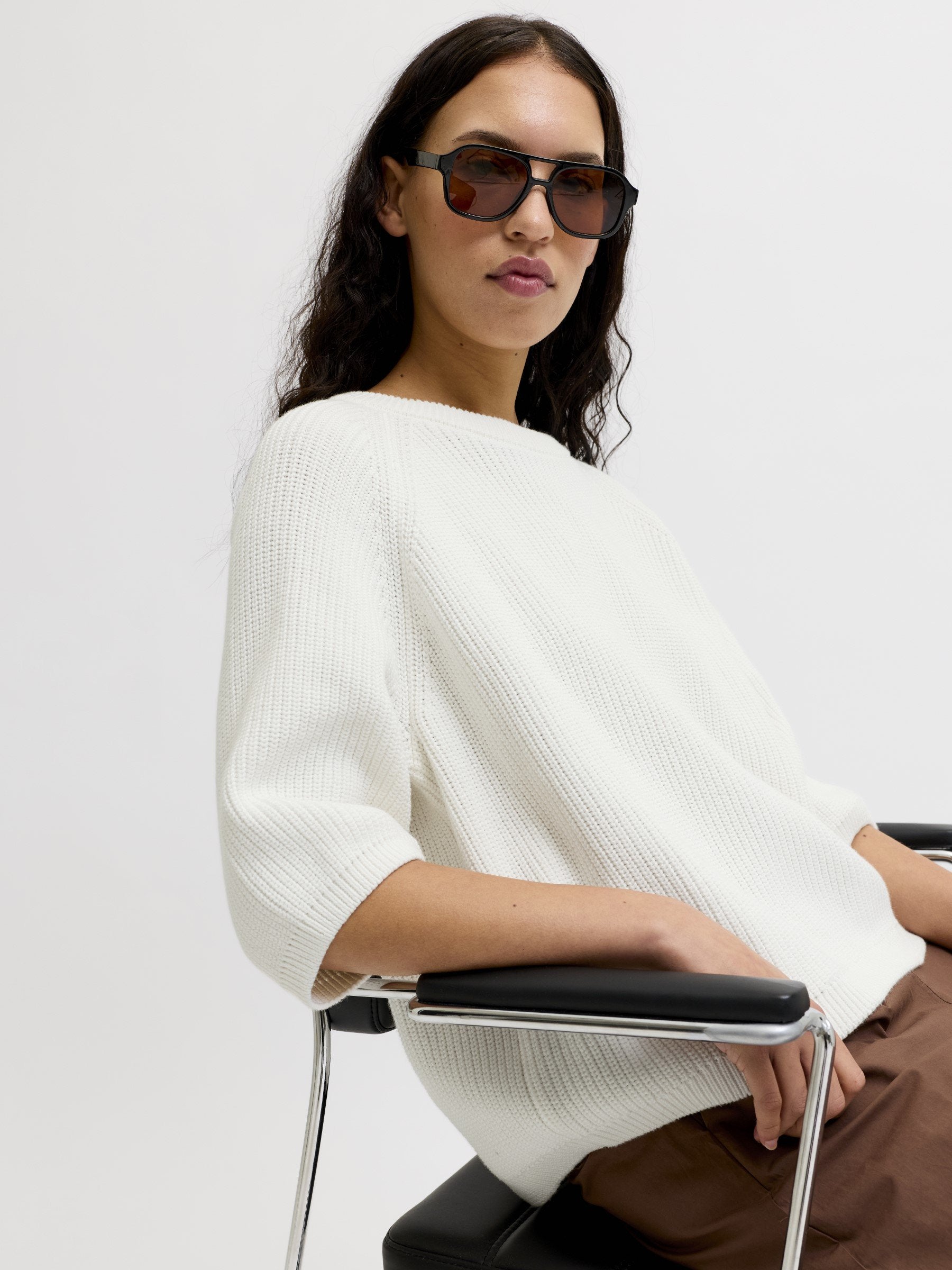 JXMARGE TWIST CREW NECK - Pull - snow white