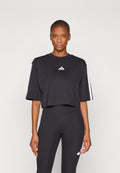 ESSENTIALS 3 STRIPES LOOSE - Print T-shirt - black/white