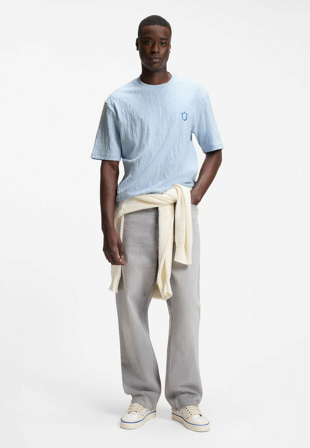 HUGO NAGUTEE - Print T-shirt - open blue