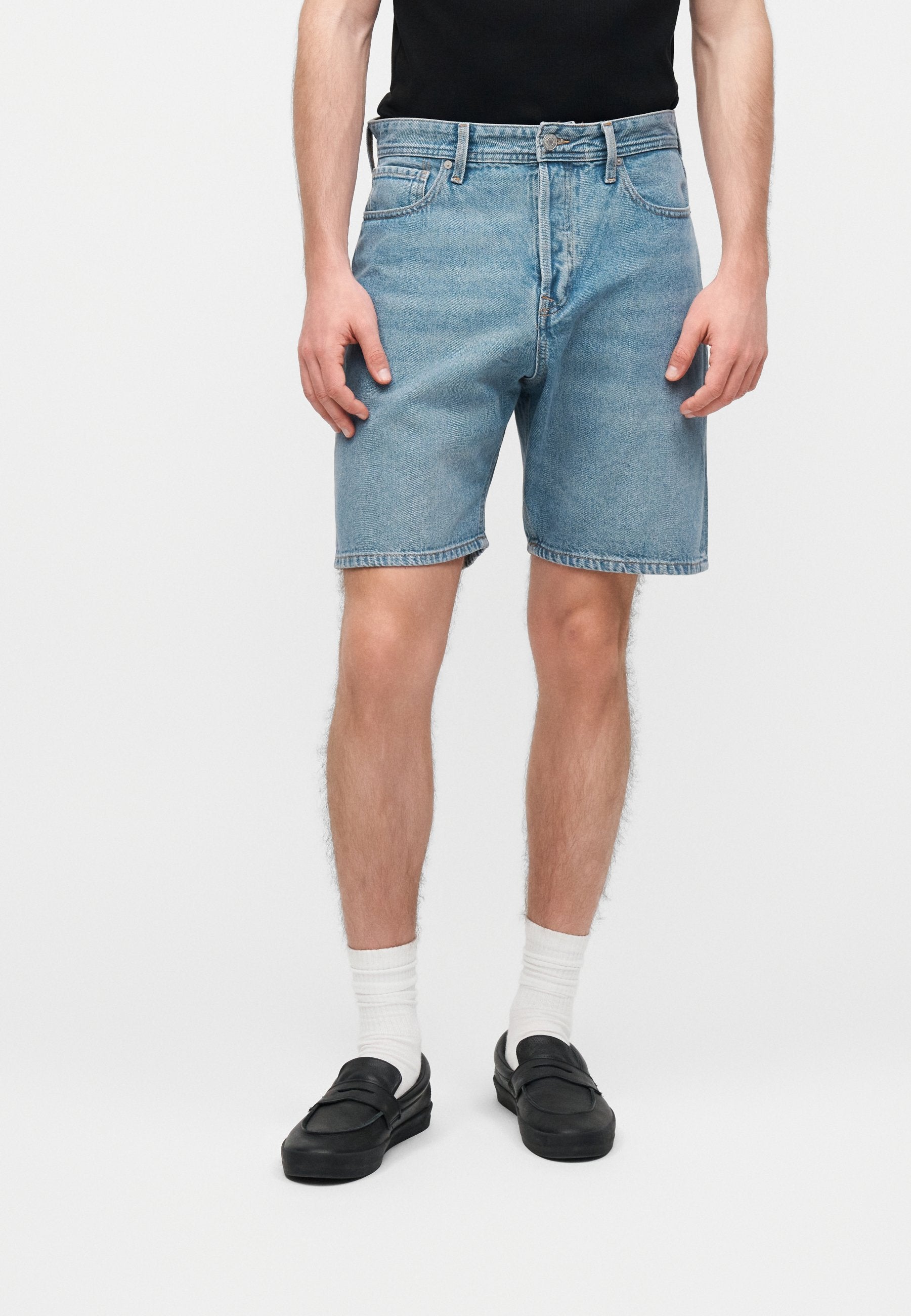 JJITONY JJORIGINAL 2 PACK - Denim shorts - blue denim/black denim