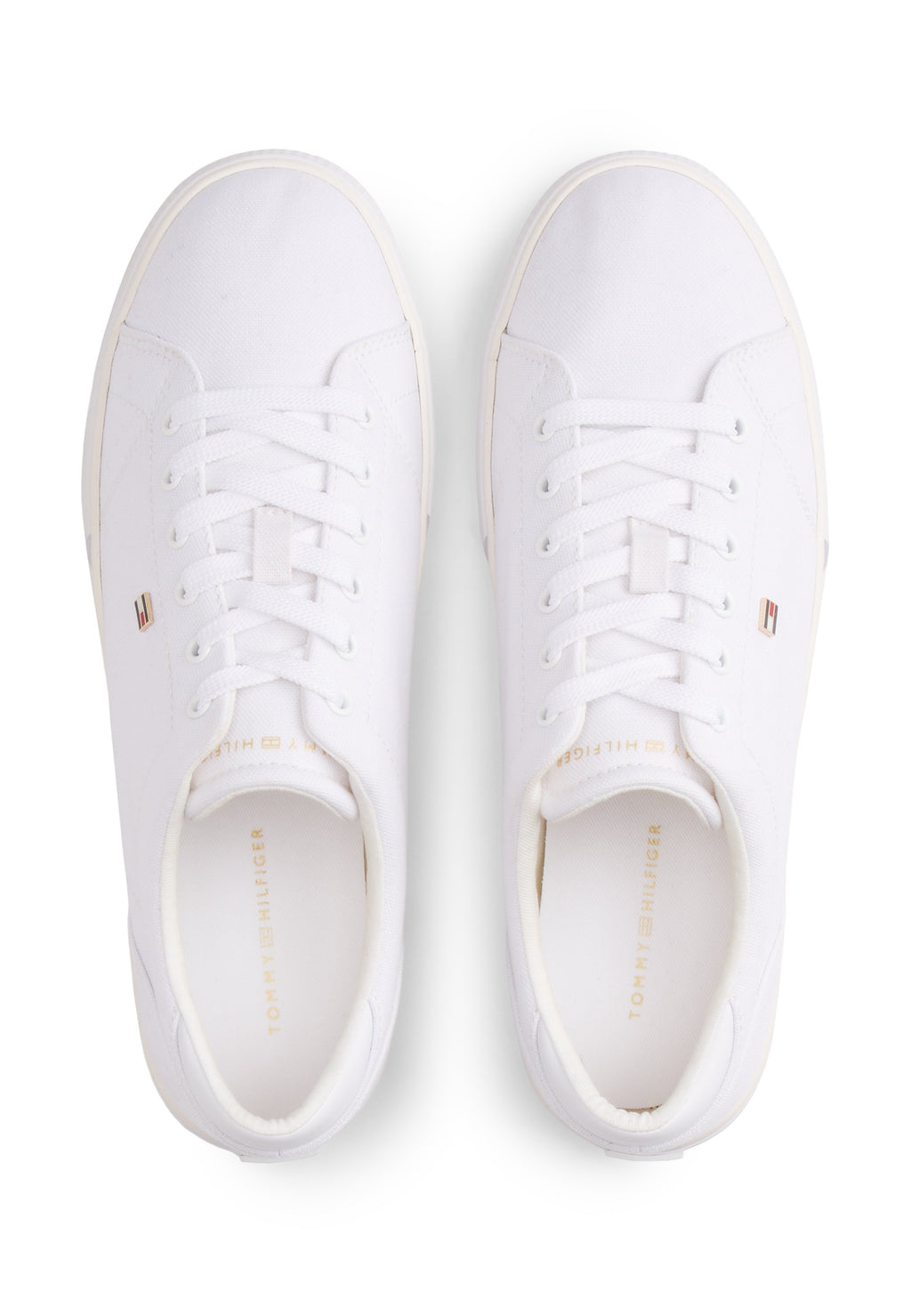 LOW PROFILE CANVAS LACE-UP TRAINERS - Trainers - white