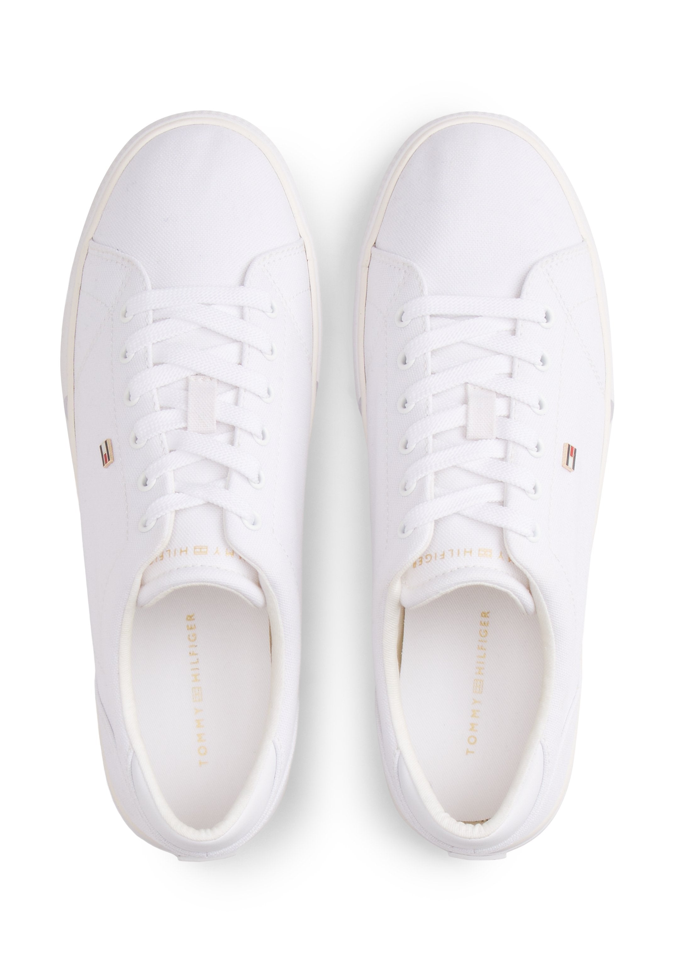 LOW PROFILE CANVAS LACE-UP TRAINERS - Trainers - white