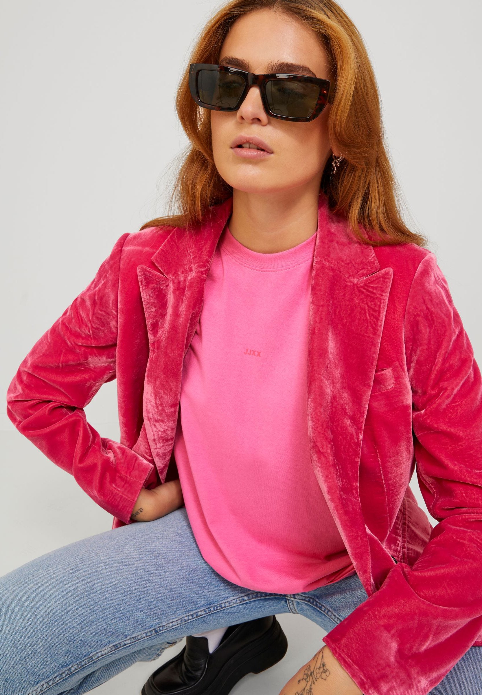 JXANDREA LOOSE TEE - T-shirt basique - carmine rose