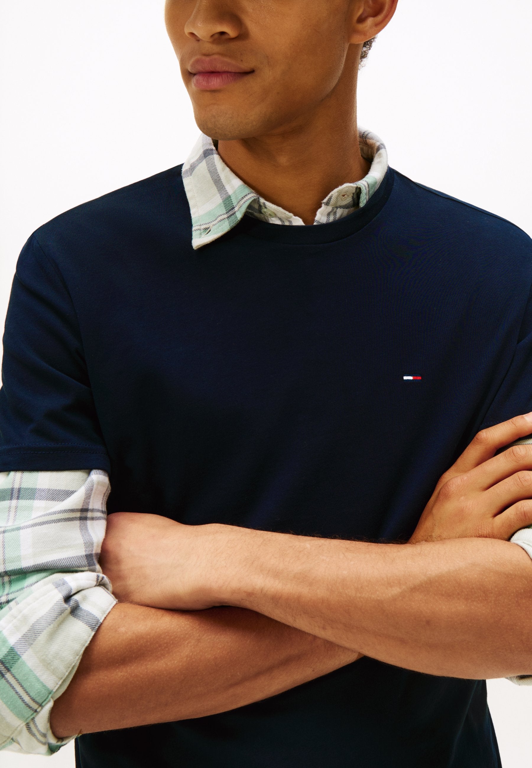SLIM TEE  - Basic T-shirt - black/dark night navy/ecru