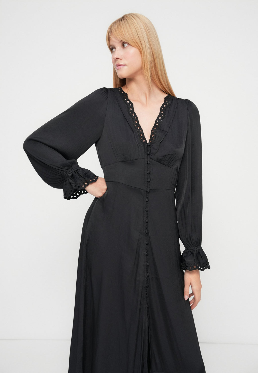 V NECK MAXI DRESS - Maxi dress - true black