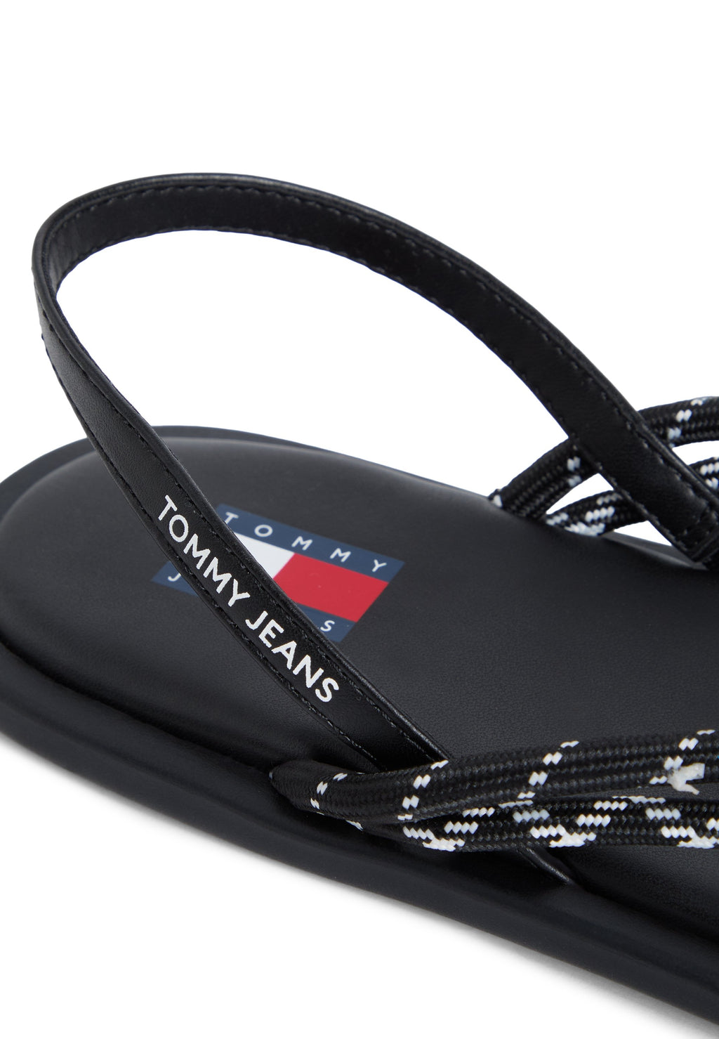 CLAQUETTES AVEC BRIDES EN CORDE ET ARRIÈRE OUVERT - Tongs entre-doigts - noir