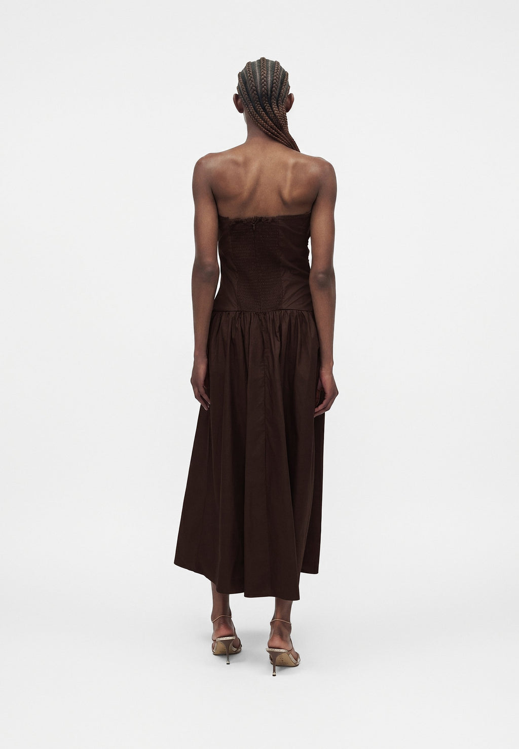 STRAPLESS DRAPED BODICE MAXI DRESS - Maxi dress - terra brown