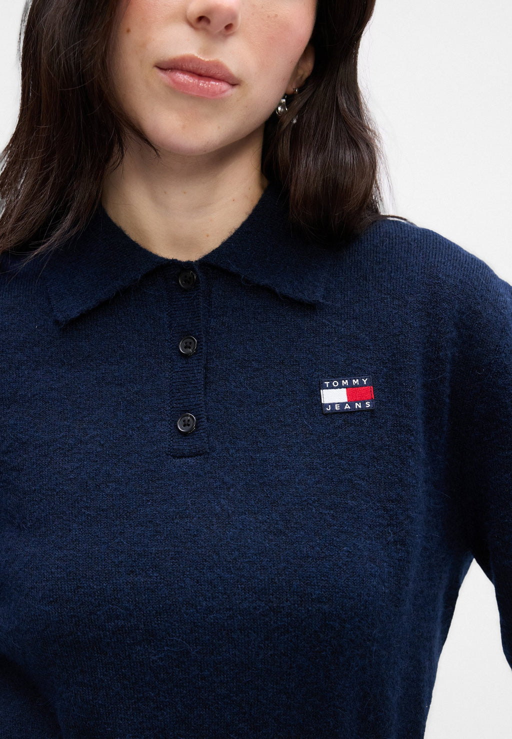 TOMMY BADGE POLO JUMPER WITH ALPACA - Jumper - dark night navy