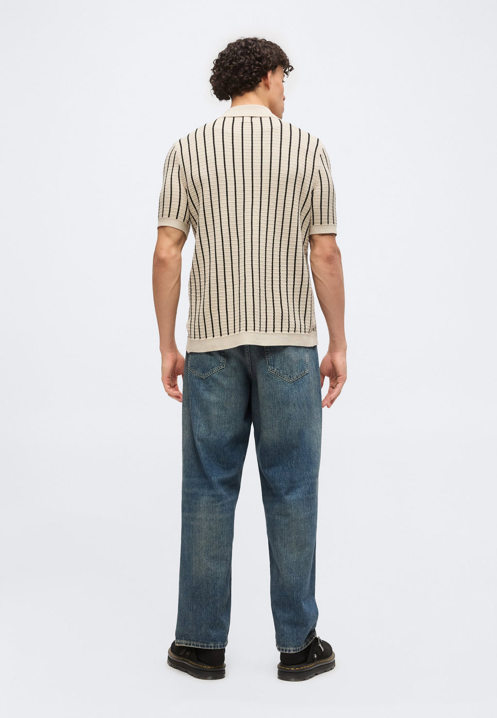 STRIPED BUTTON THROUGH - Shirt - cobblestone