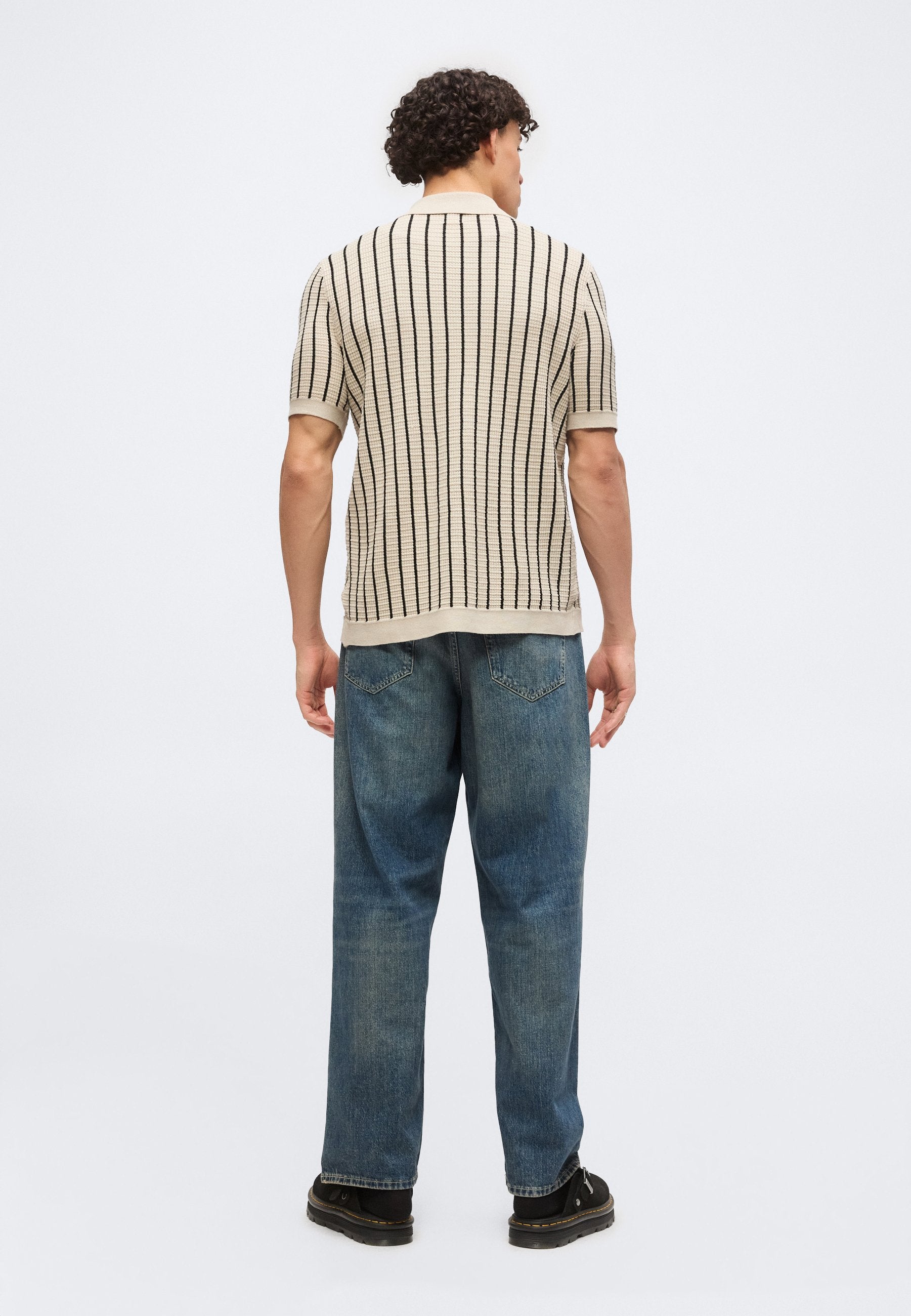 STRIPED BUTTON THROUGH - Shirt - cobblestone