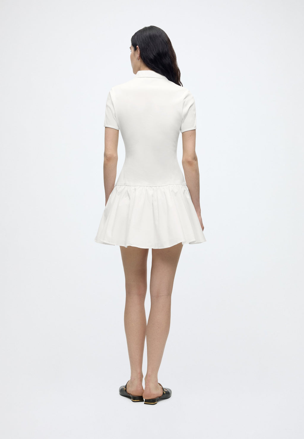 SLIM MINI POLO DRESS - Day dress - ecru
