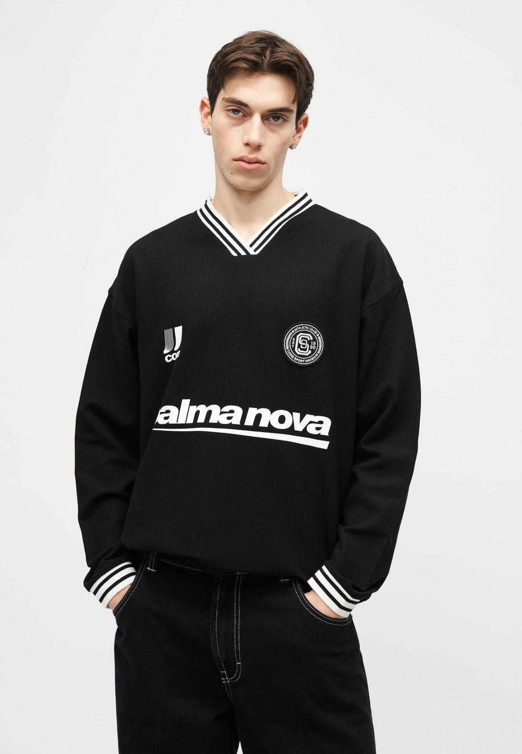 JCOCLUB FOOTBALL CREW NECK - Sweatshirt - black