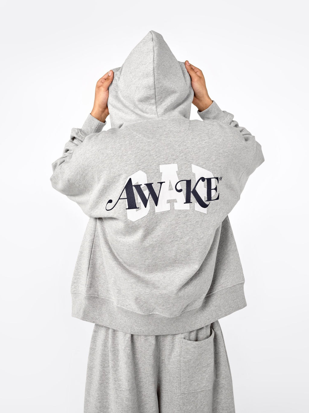 GAP AWAKE NY HEAVYWEIGHT OVERSIZED LOGO ZIP HOODIE - Sweat-shirt zippé - gris clair chiné