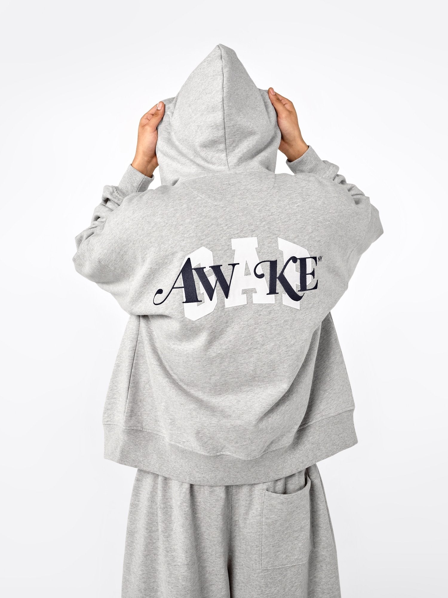 GAP AWAKE NY HEAVYWEIGHT OVERSIZED LOGO ZIP HOODIE - Sweat-shirt zippé - gris clair chiné