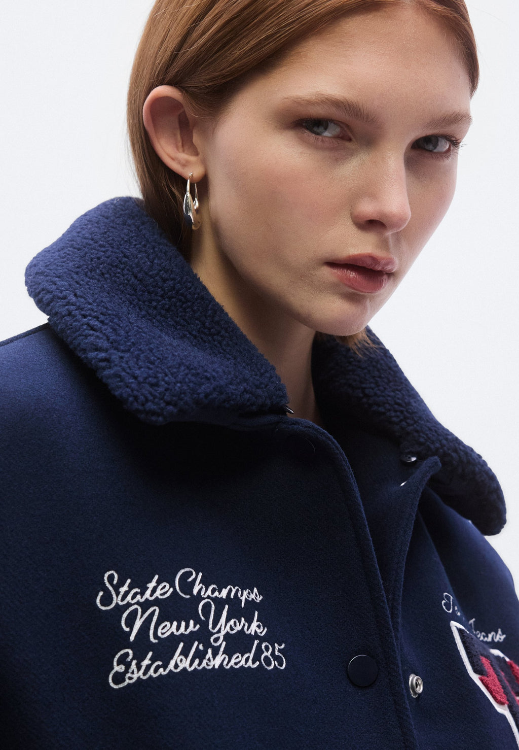 PADDED TWILL OVERSIZED VARSITY JACKET - Light jacket - dark night navy