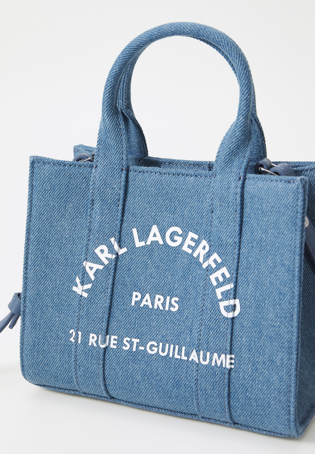 SQUARE - Handbag - denim/white