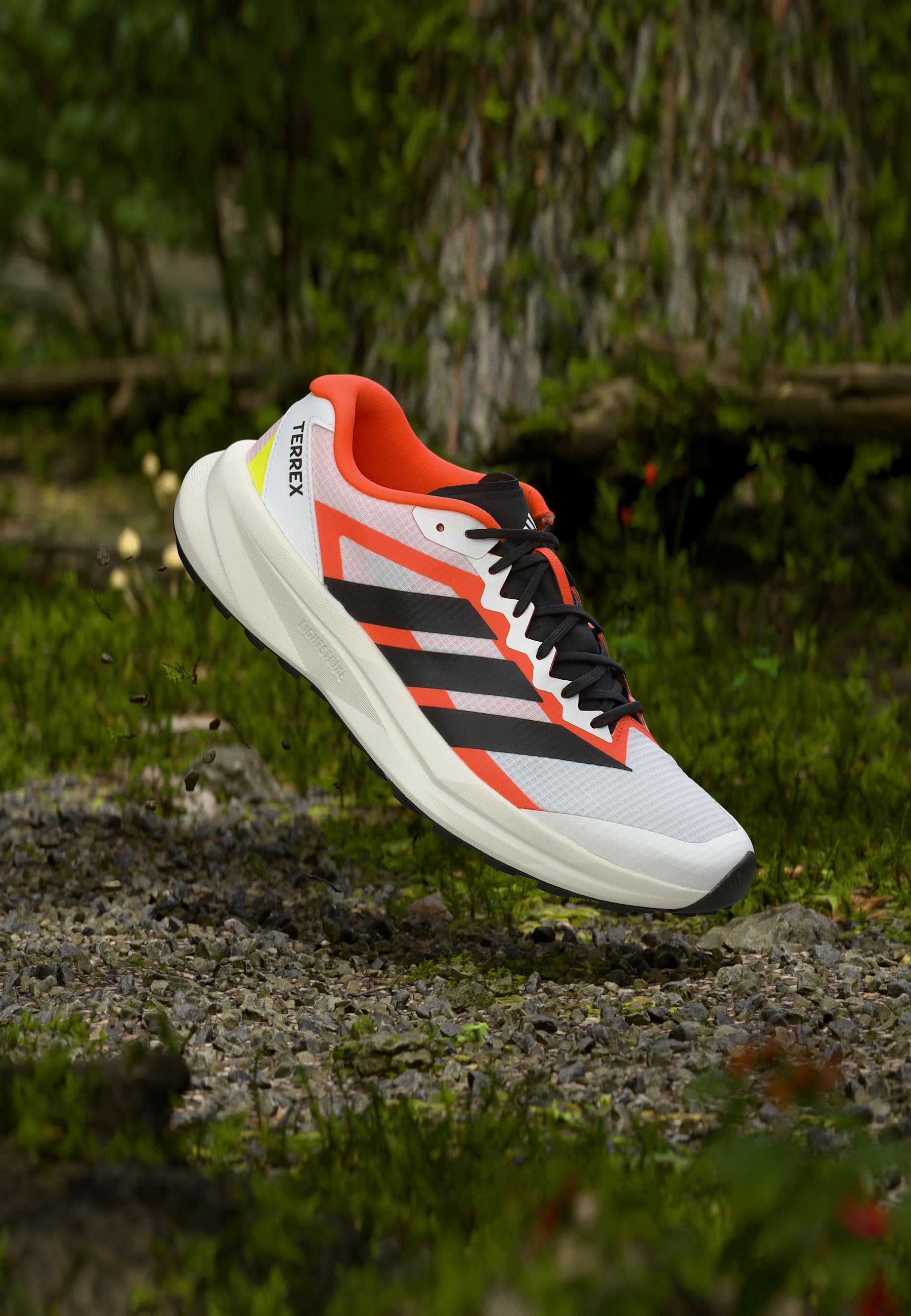 AGRAVIC LITE - Trail running shoes - footwear white/core black/impact orange