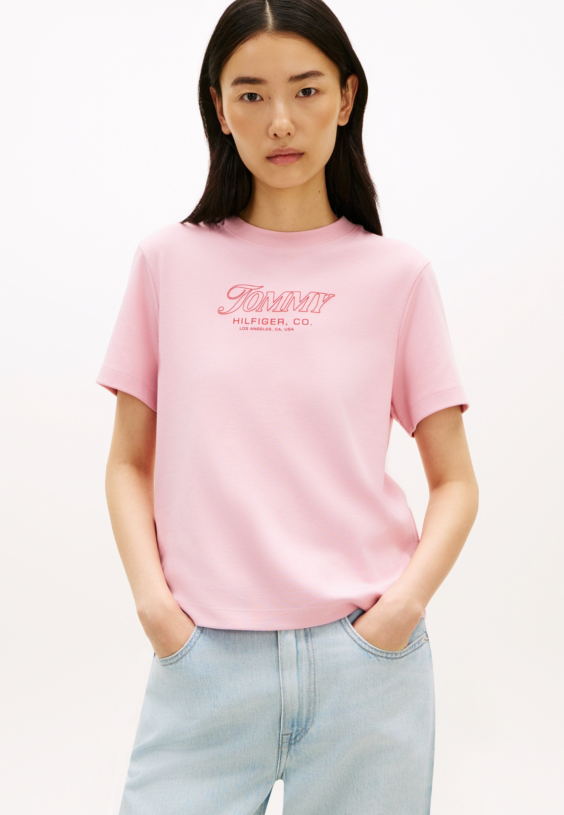 T-SHIRT EN MAILLE INTERLOCK AVEC LOGO - T-shirt imprimé - bonita pink