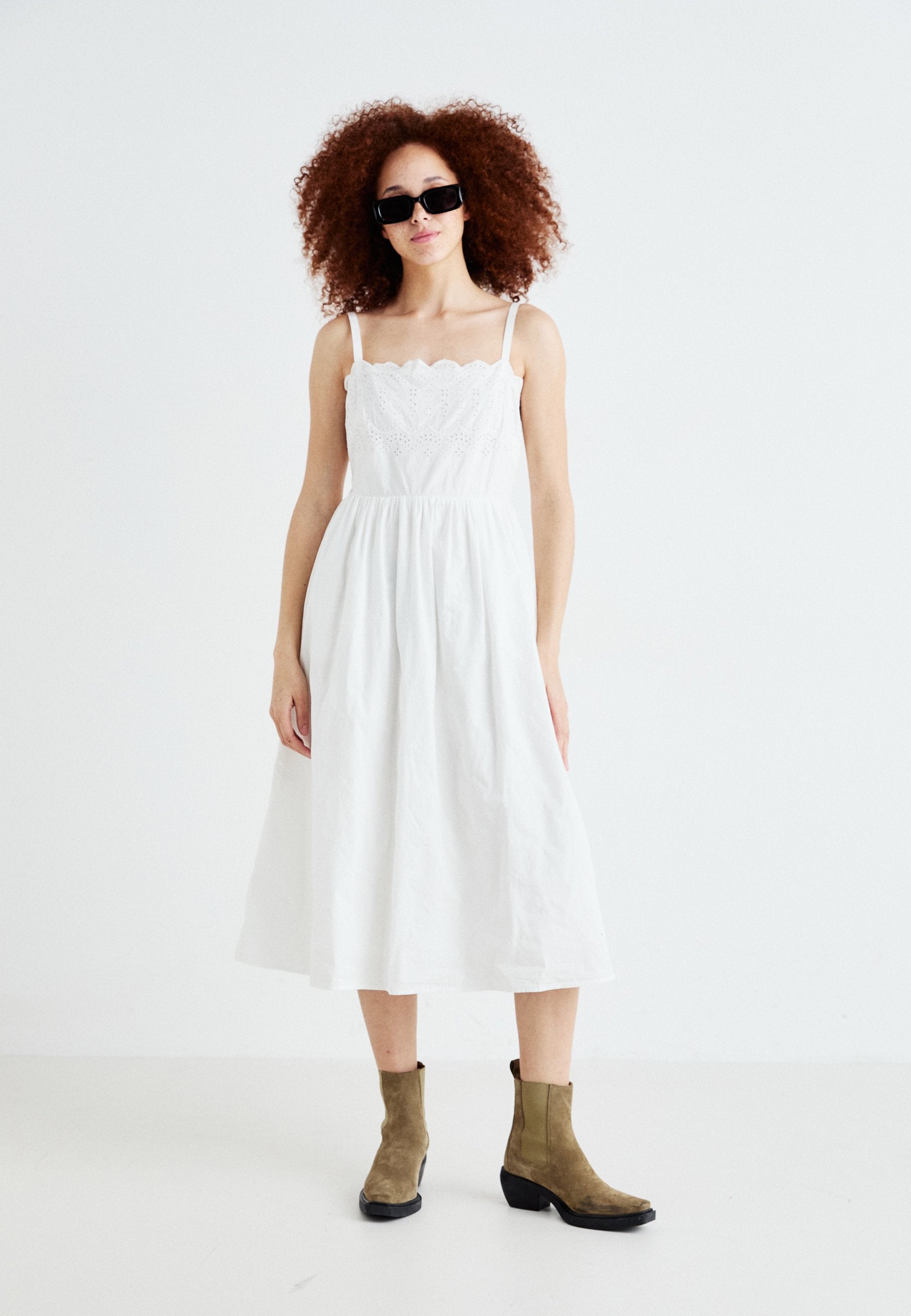 EYELET MIDI DRESS - Day dress - optic white