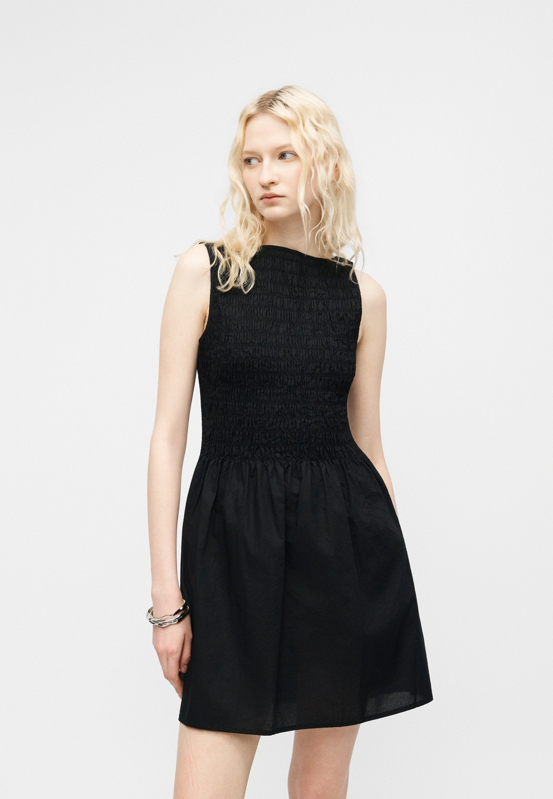 SMOCKED DRESS - Day dress - true black