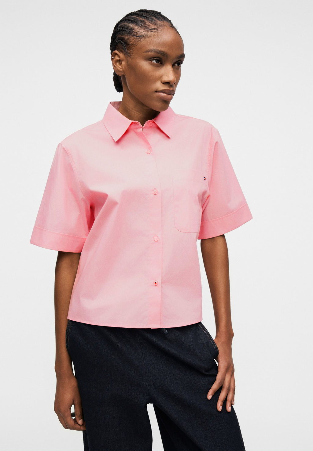 CLASSIC POPLIN SHORT SLEEVE SHIRT - Button-down blouse - bonita pink