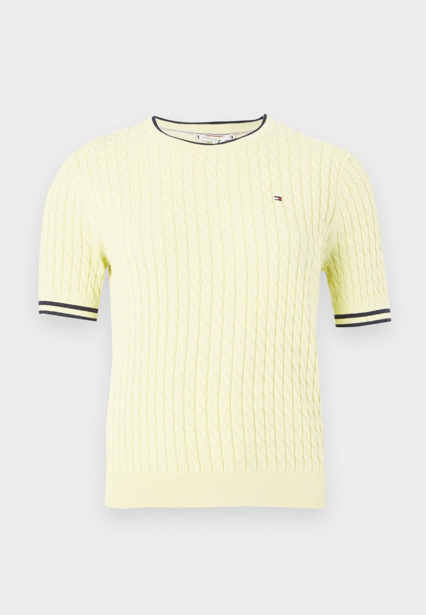 CABLE FINE - Basic T-shirt - zesty yellow/navy