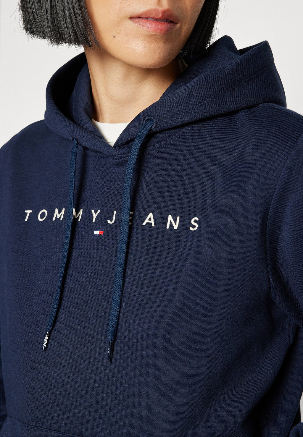 MOLLETON À CAPUCHE CORDON DE SERRAGE LOGO LINEAR - Sweat à capuche - bleu marine foncé