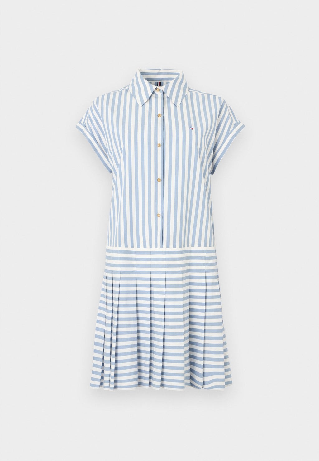GOLD-TONE BUTTON RELAXED MINI SHIRT DRESS - Shirt dress - ecru/brisk blue