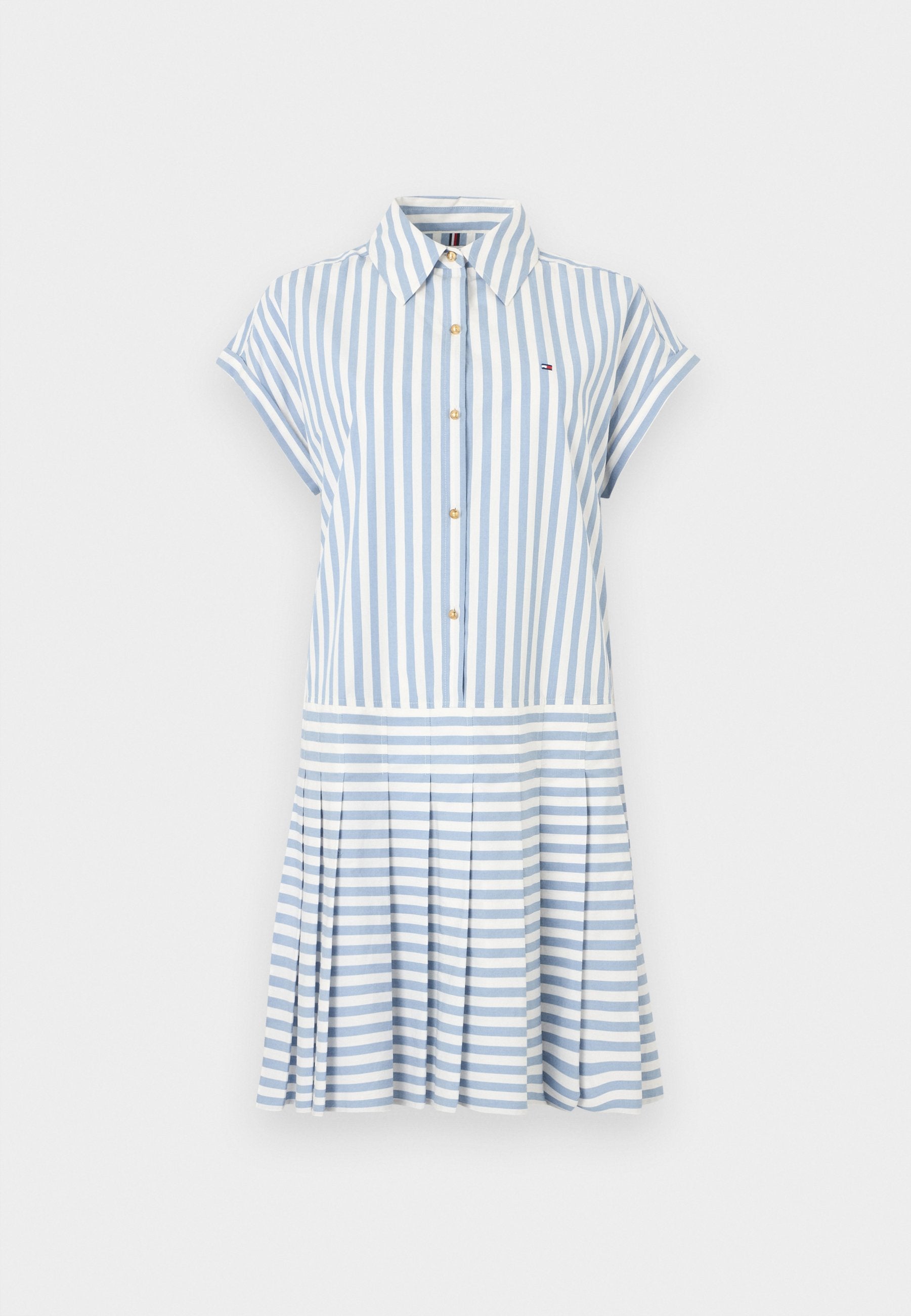 GOLD-TONE BUTTON RELAXED MINI SHIRT DRESS - Shirt dress - ecru/brisk blue