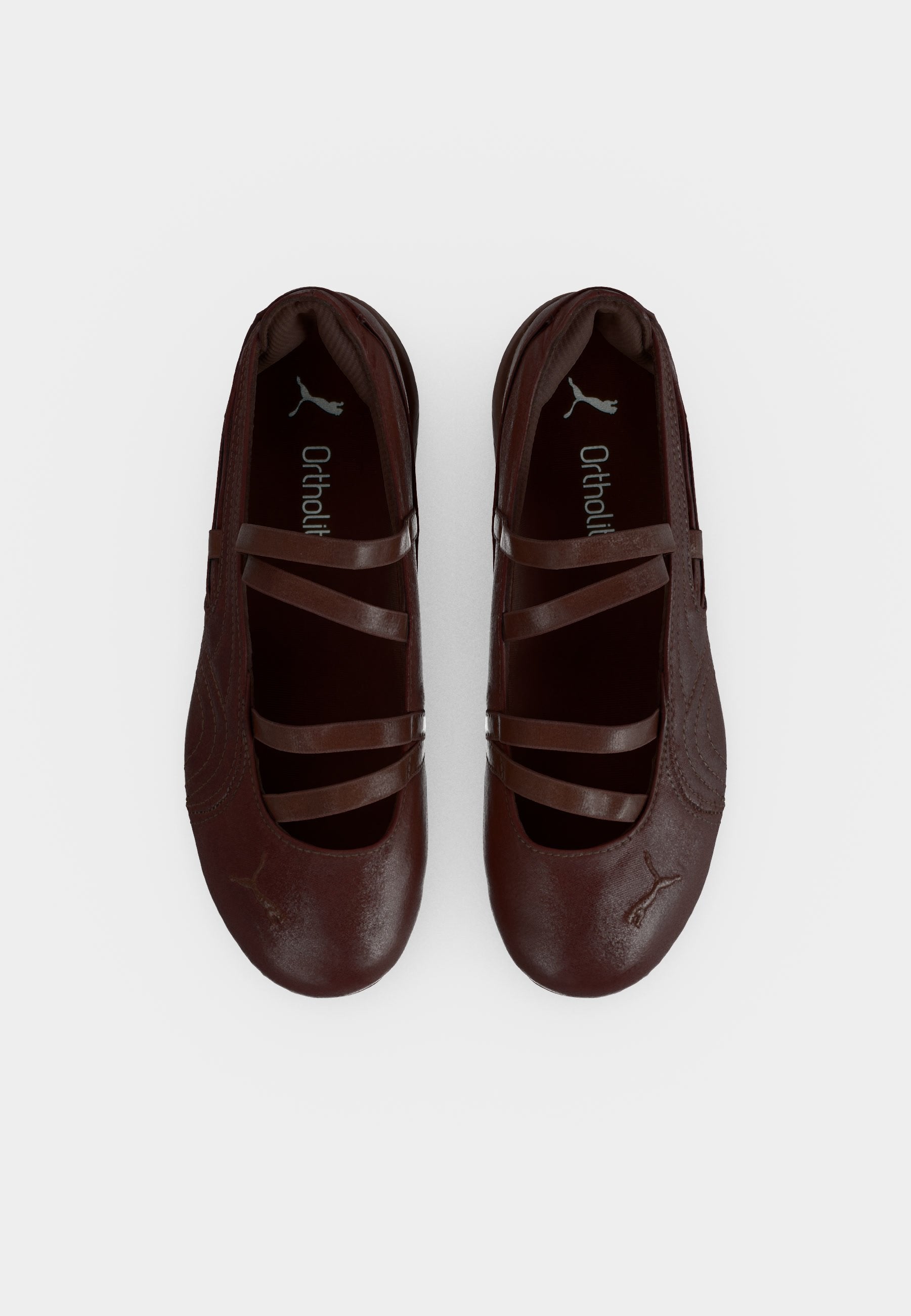 SPEEDCAT - Ankle strap ballet pumps - chocolate brown/silver-coloured