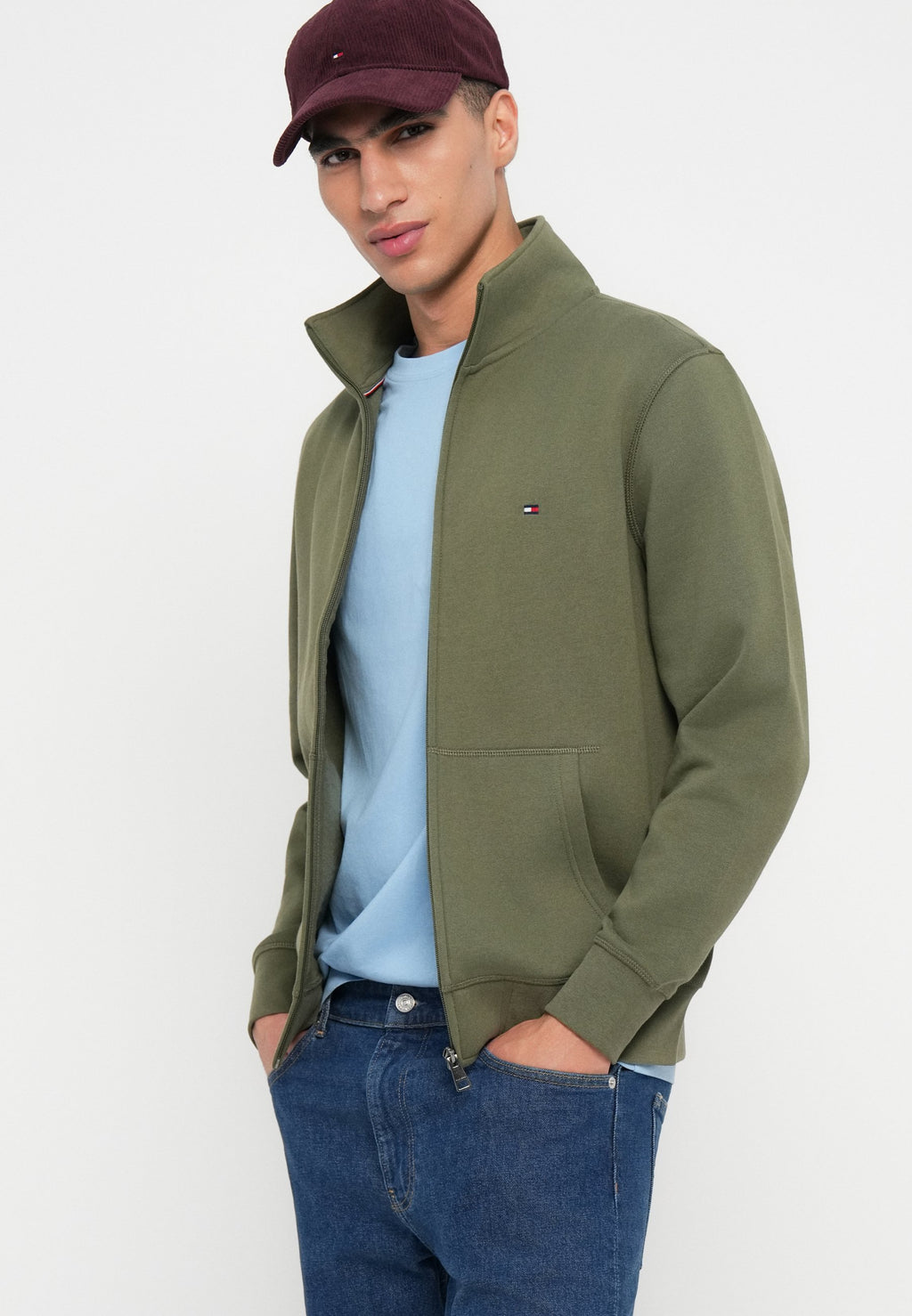 PULL MOLLETON COL MONTANT ZIPPÉ - Sweat-shirt zippé - vert camouflage