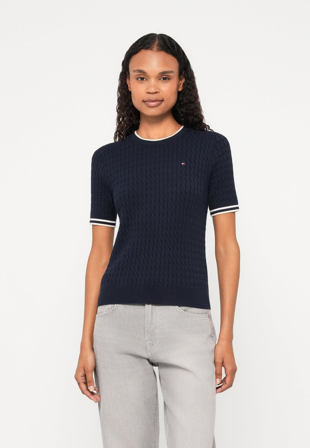 CABLE FINE - Basic T-shirt - dark night navy