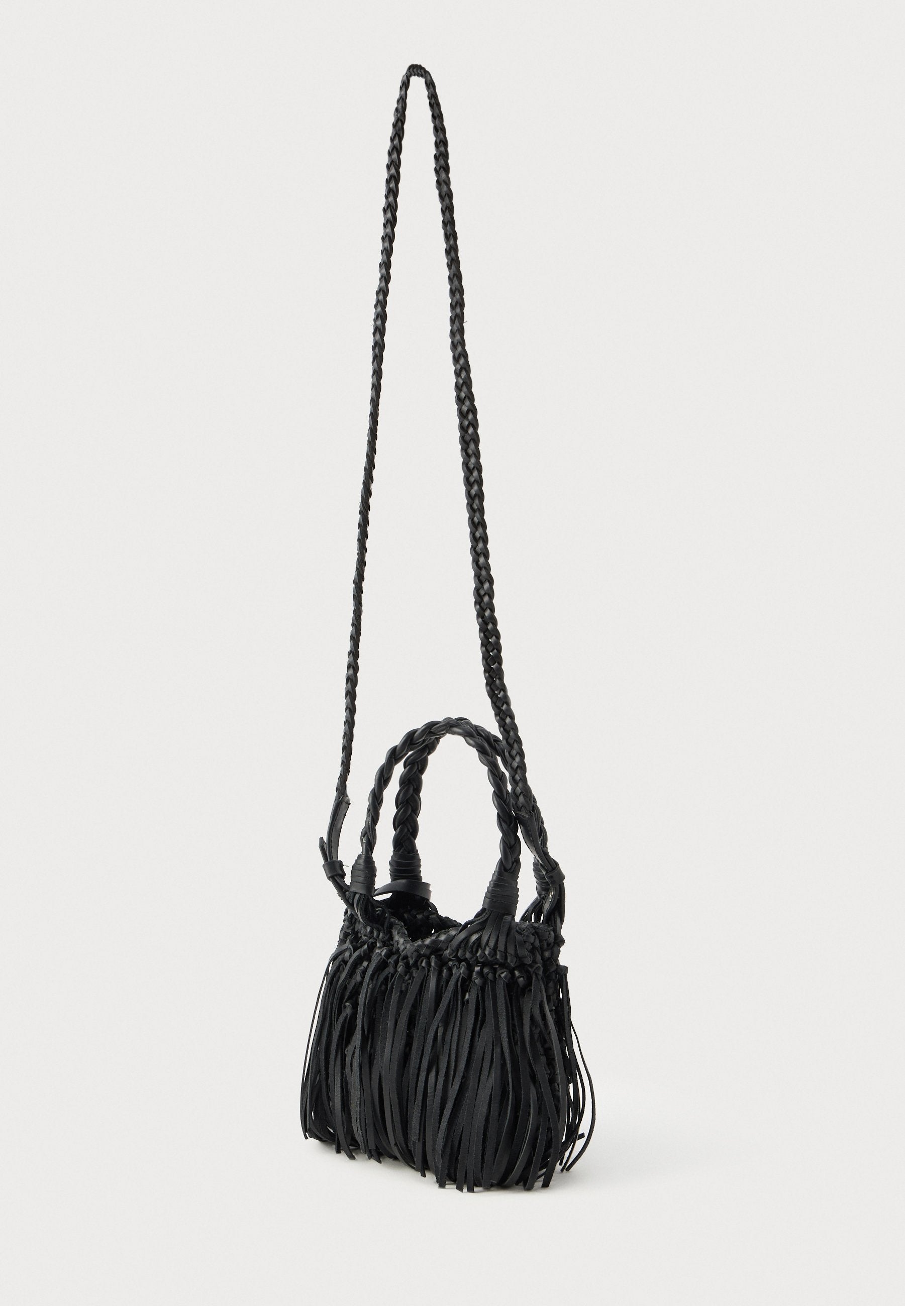 WEAVE TOTE FRINGES - Handbag - black