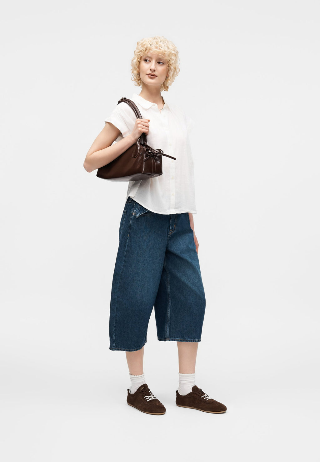 CULOTTE BELT VERA - Denim shorts - dark-blue denim