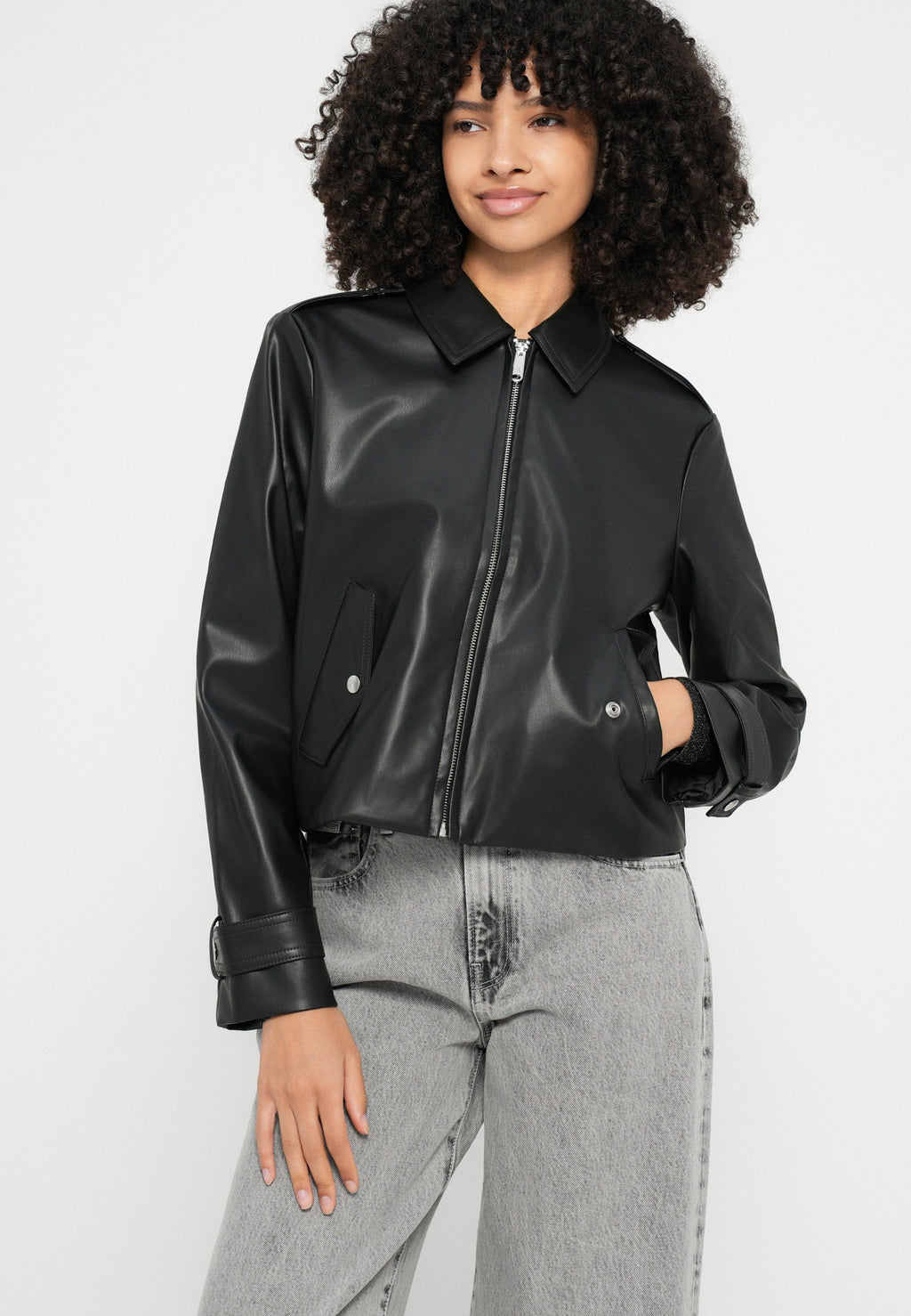 MOTO JACKET - Faux leather jacket - black