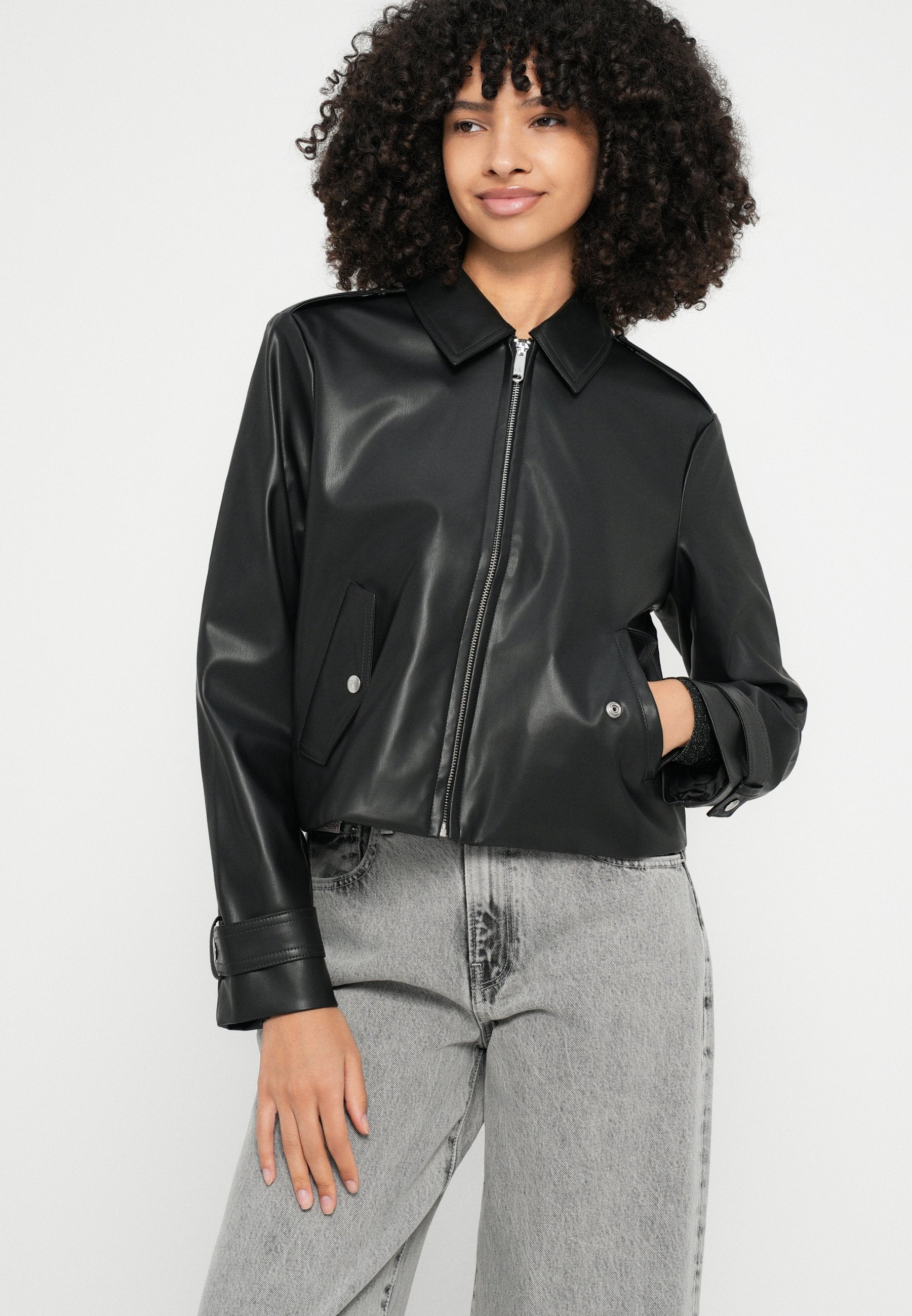 MOTO JACKET - Faux leather jacket - black